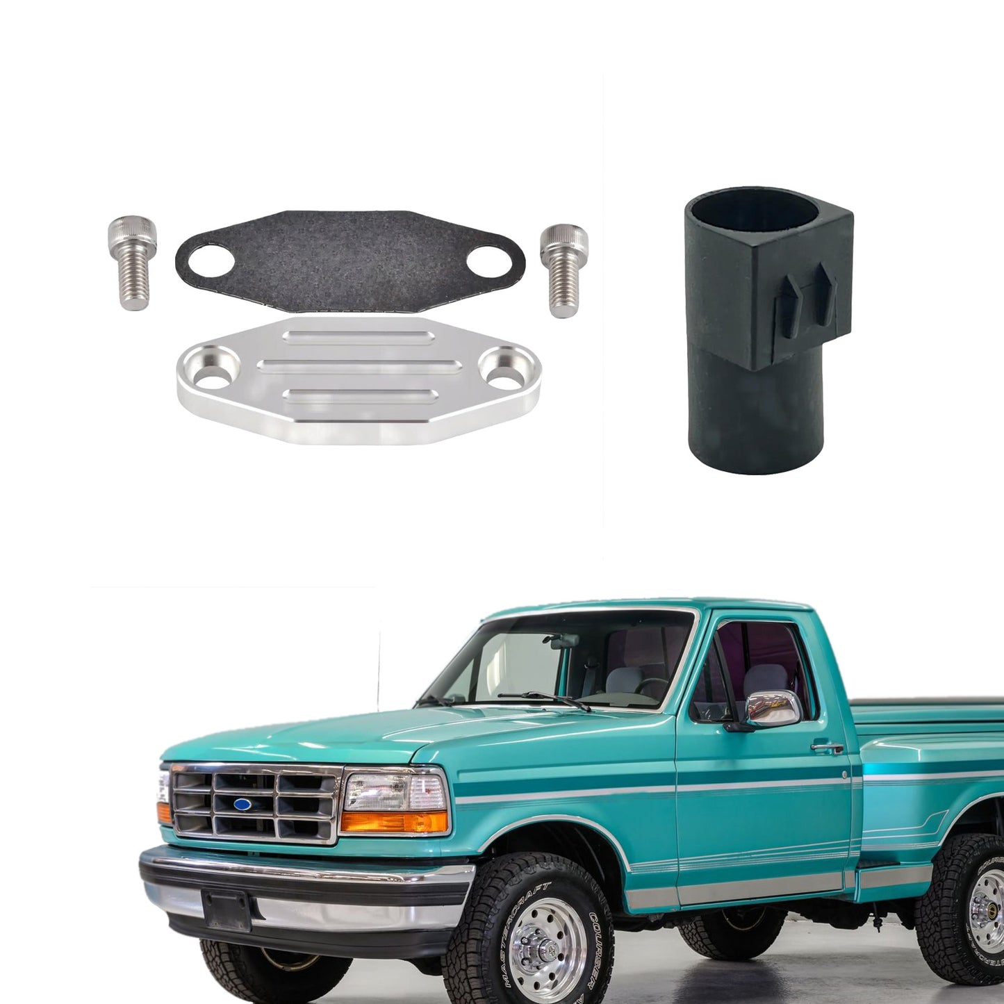 EGR Delete Kit for 1986-1995 Ford F150 F250 F350 Mustang 2.8L 4.9L 5.0L 5.8L 7.5L Bronco EGR Simulator Eliminator Delete & Block Off Plate Kit