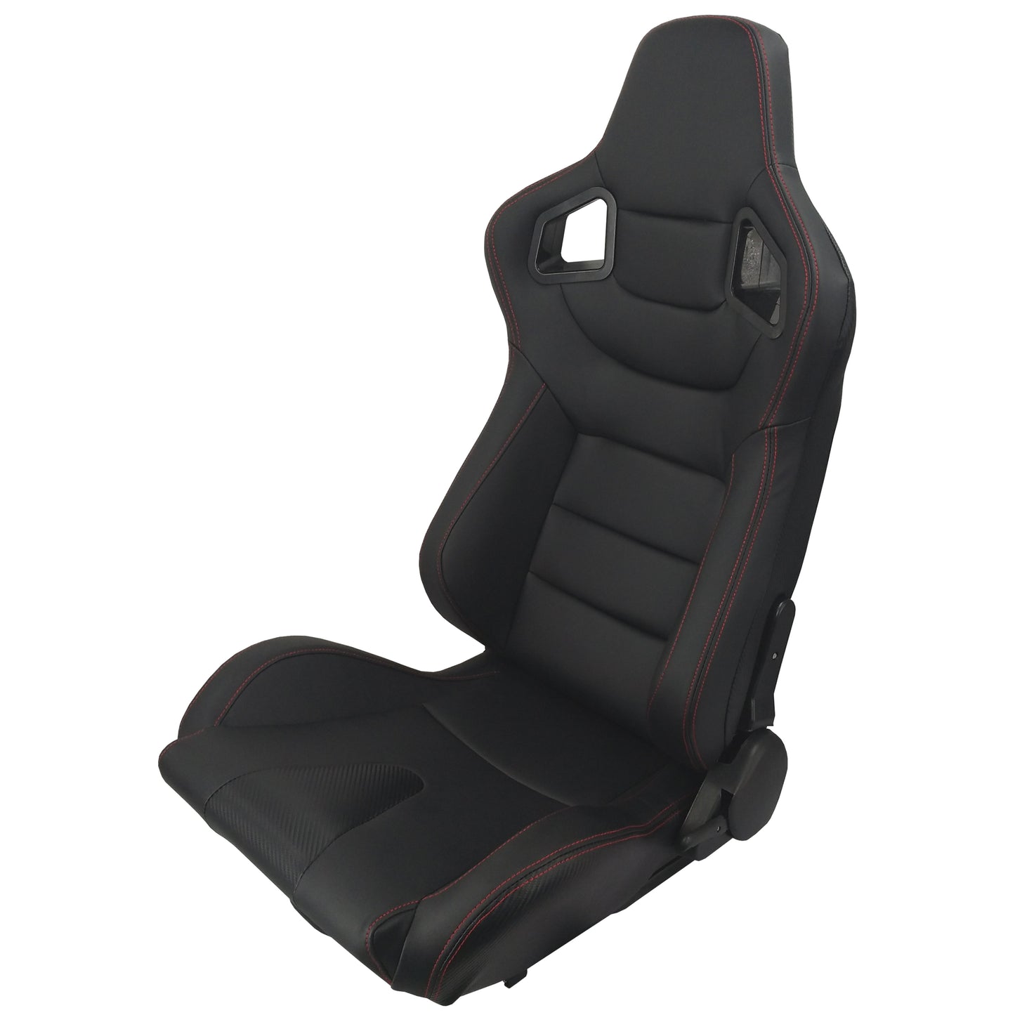 RACING SEAT ALL BLACK SIMULATOR LEATHER WITH DOUBLE SLIDER 2PCS