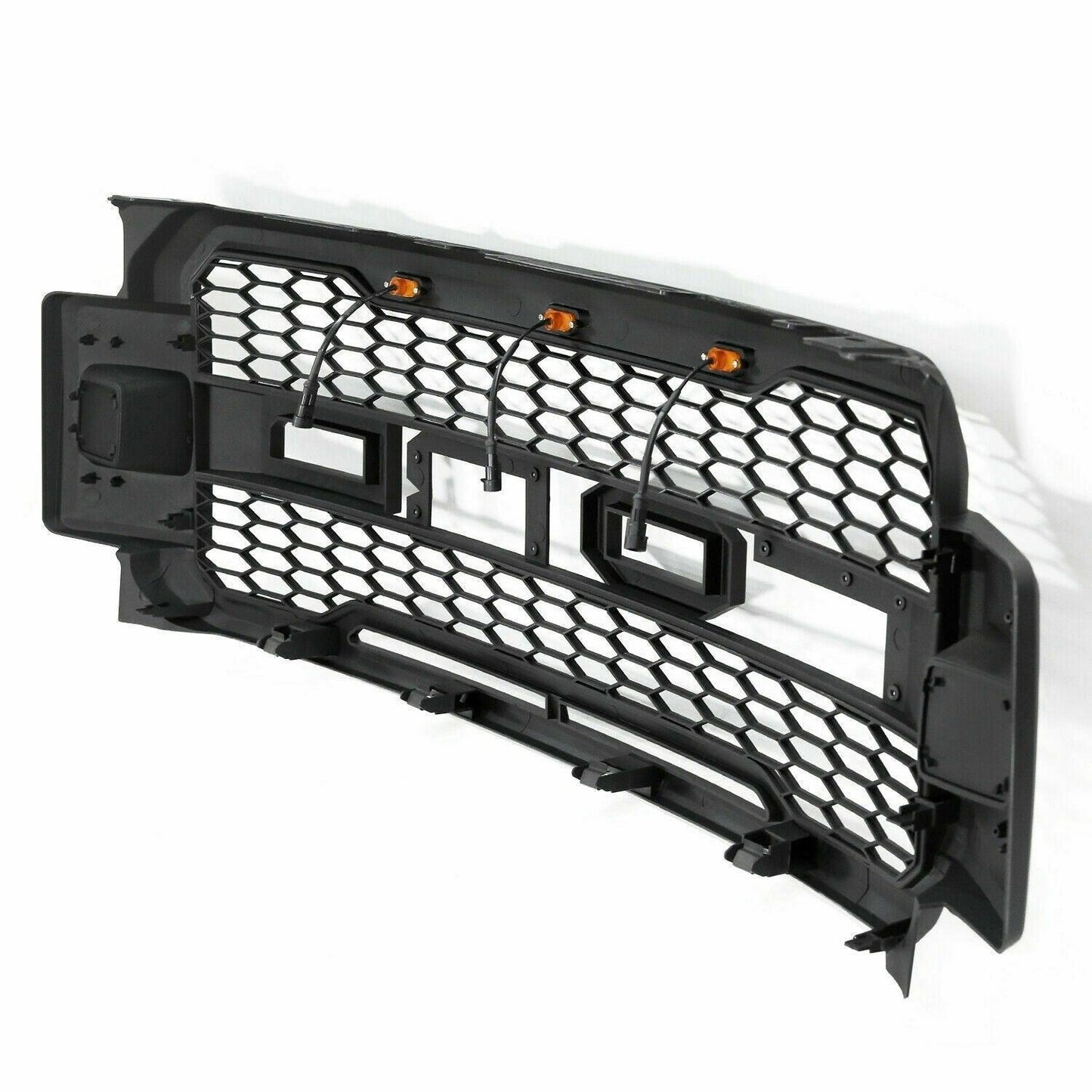 Front Grille For 2017 2018 2019 Ford f250 f350 Super Duty Raptor Grill W/LED Lights & Letters Matte Black