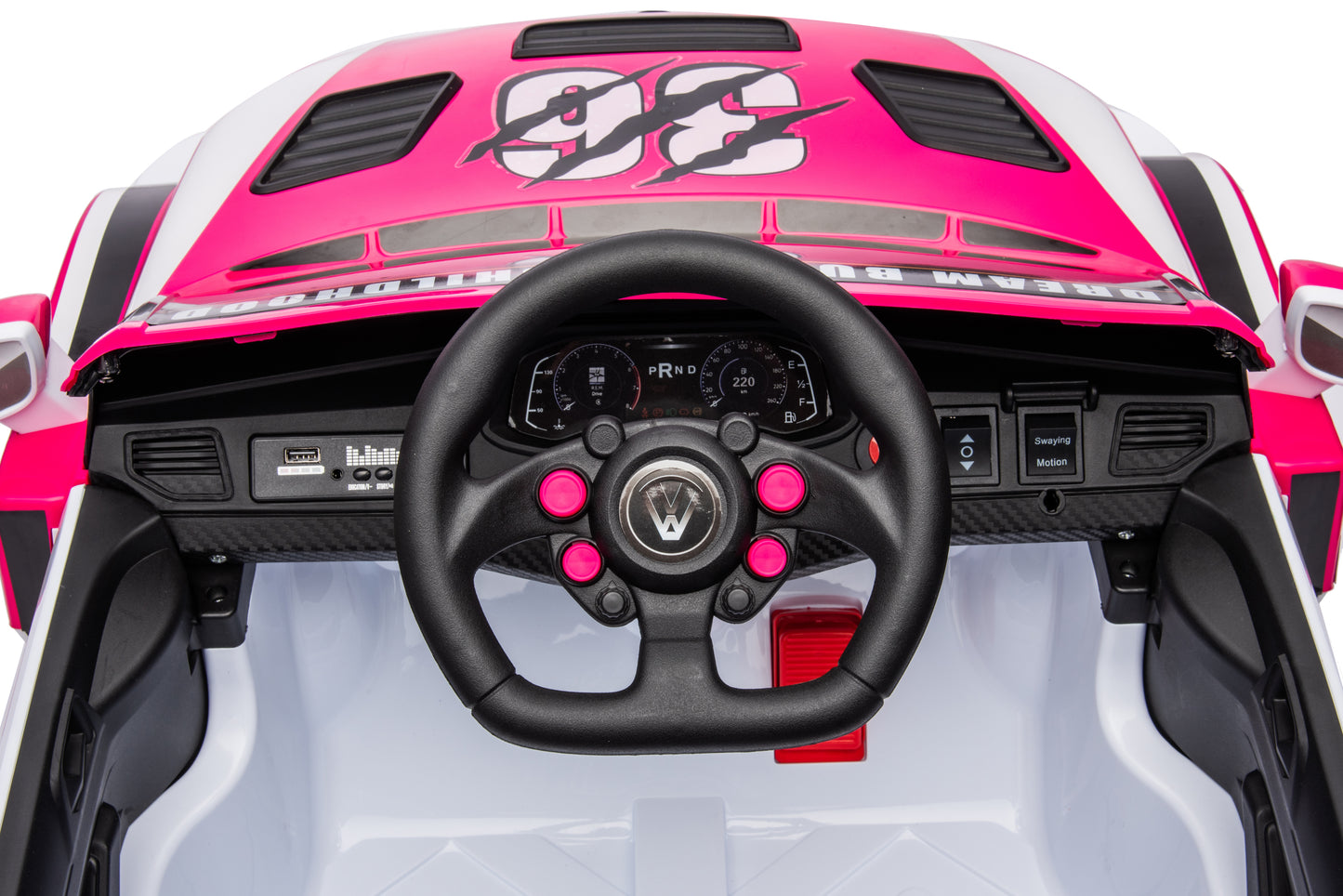 12V4A 20W*2 one button start, forward and backward, high and low speed, music, front light, power display, two doors can open, 2.4G R/C, seat belt four wheel absorber KIDS RIDE ON CAR
