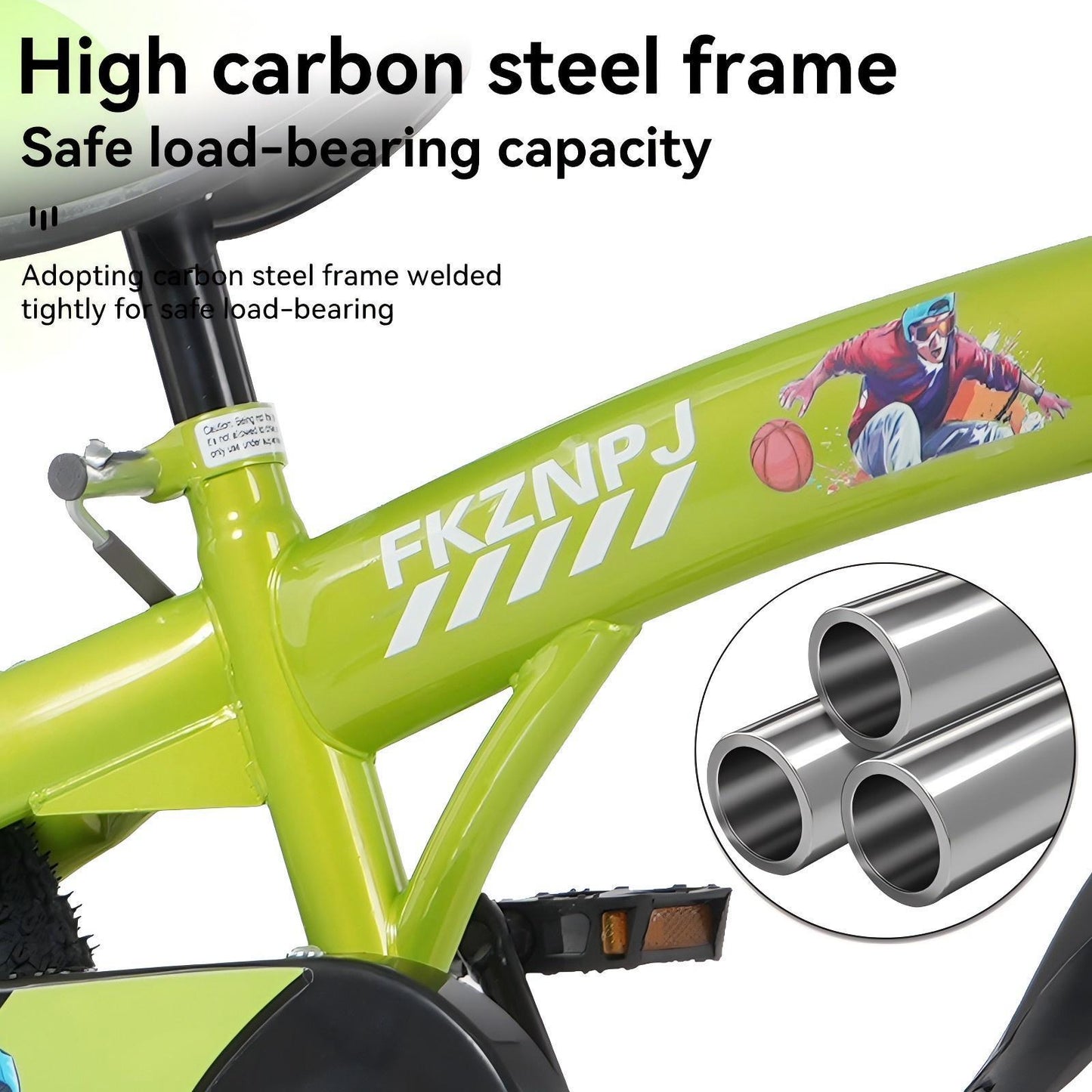 FKZNPJ 18 inch sporty kids bike with training wheels and stand Adjustable saddle Suitable for boys and girls aged 5-10 years tall Height 45-57 inches Available in a variety of colors