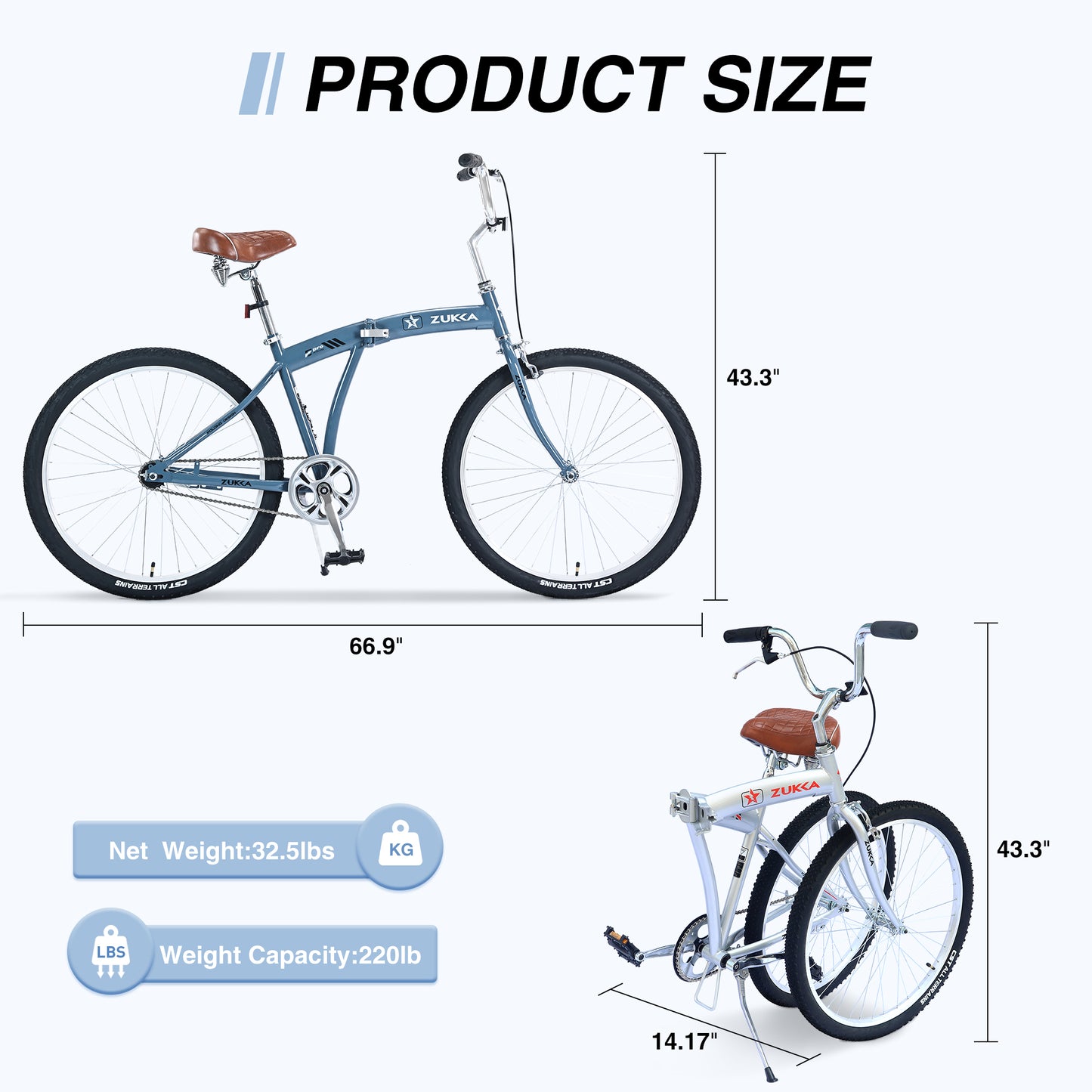 Single Speed Folding Bicycles, Multiple Colors 26"Inch Beach Cruiser Bike