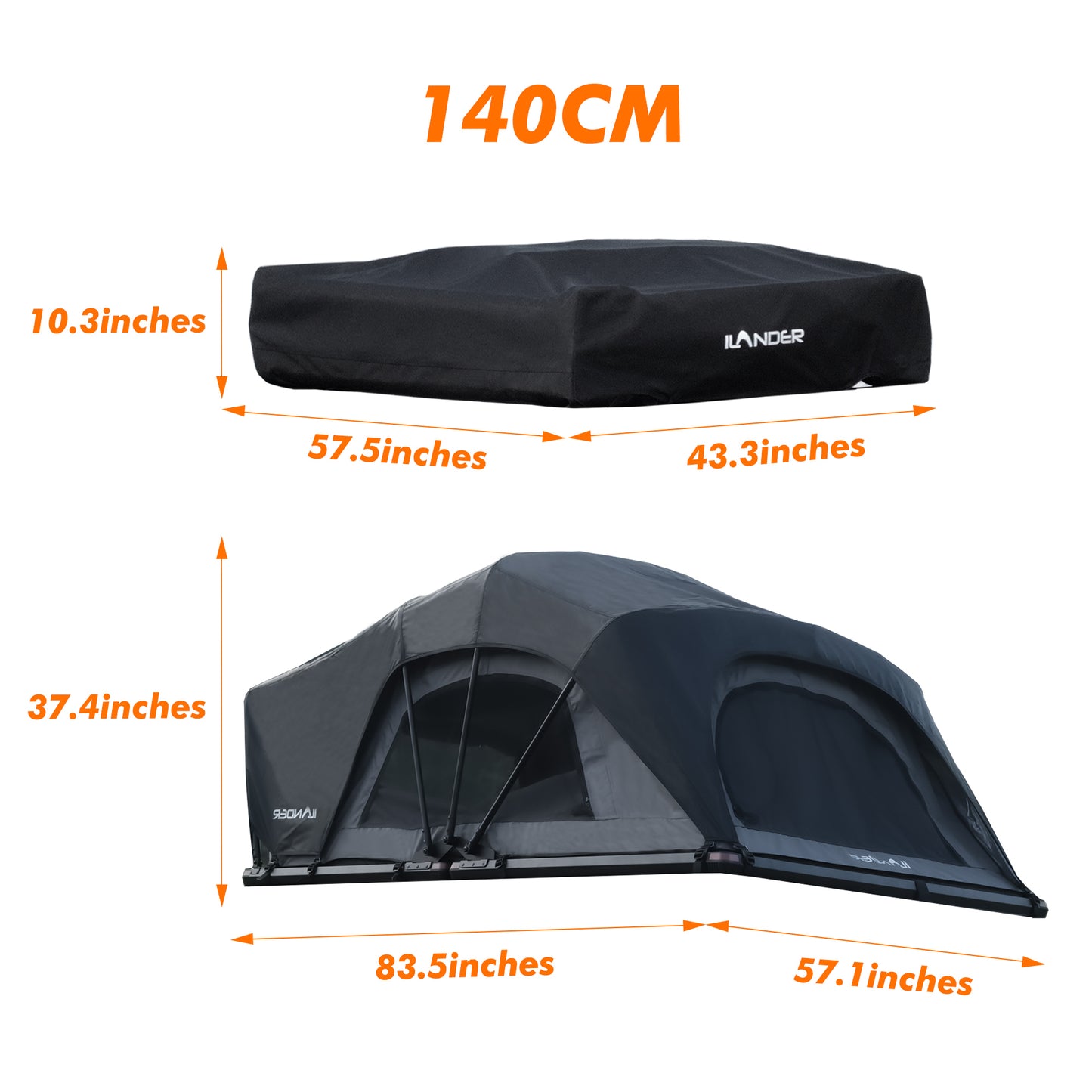ILANDER Lite Cruiser Roof Top Tent 140cm, Entry level Overland Aluminium Fold Out Style Car Roof Tent for Sedan Van SUV Truck Camping Waterproof,Windproof ,Sturdy