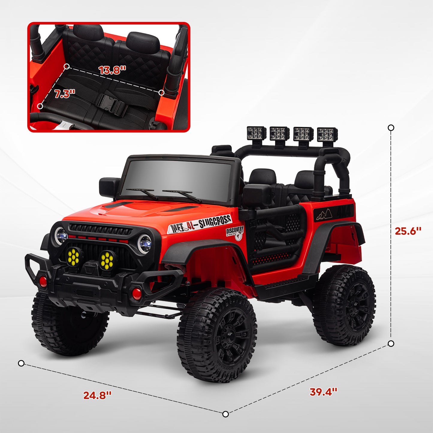 Qaba 12V Ride on Truck, Electric Car for Kids, Battery Powered Ride on Car, Parent Remote, 4 Suspension Wheels, Music Horn LED Lights, Red