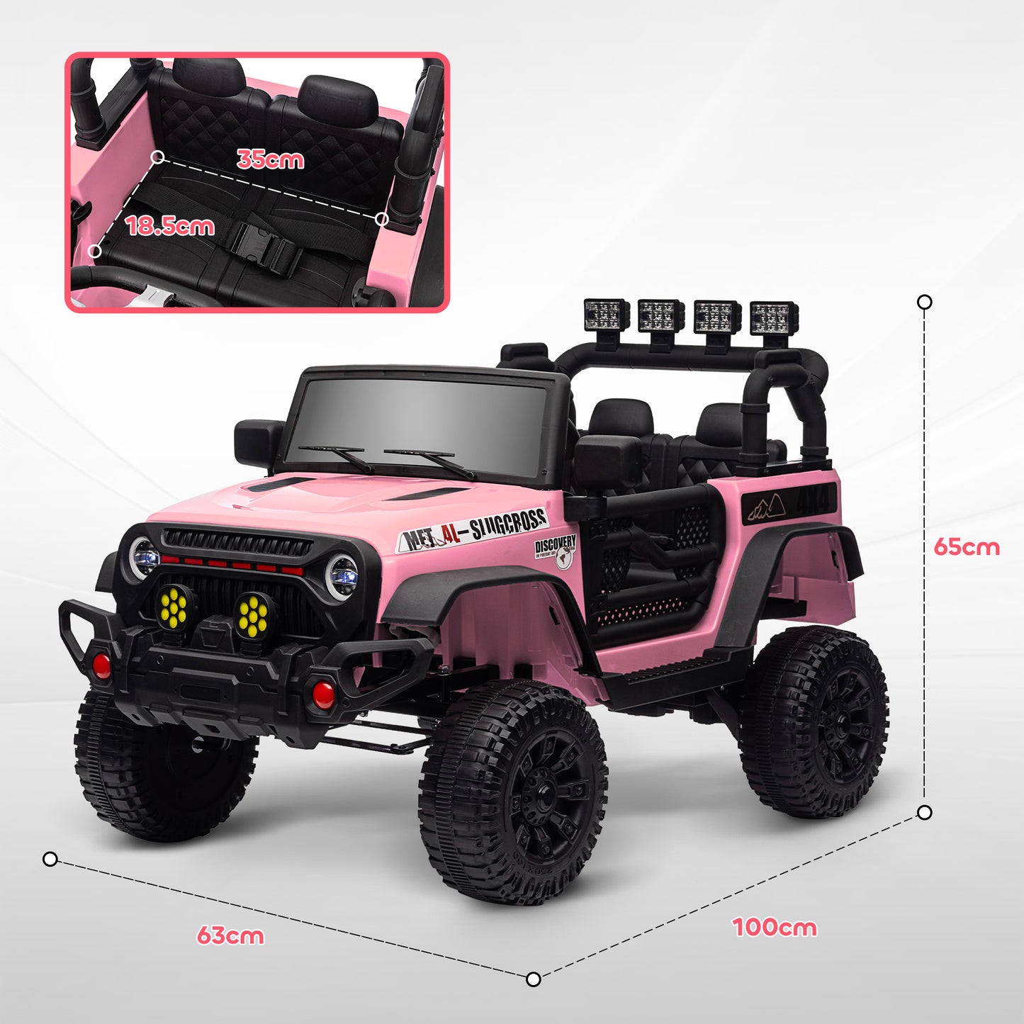 Qaba 12V Ride on Truck, Electric Car for Kids, Battery Powered Ride on Car, Parent Remote, 4 Suspension Wheels, Music Horn LED Lights, Pink