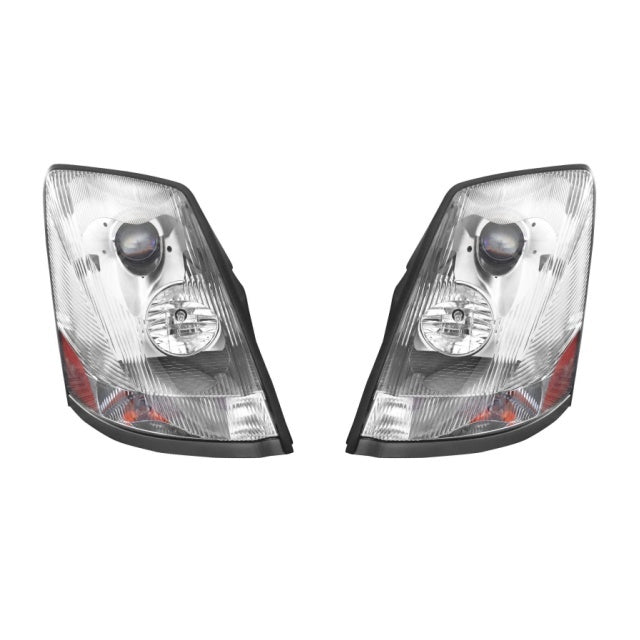 Headlight Assembly Compatible with 2004-2018 Volvo VNL VNM 2004-2015 Volvo VN Halogen, Headlamps Head Light Lamp W/Bulbs Housing Pair (Chrome)
