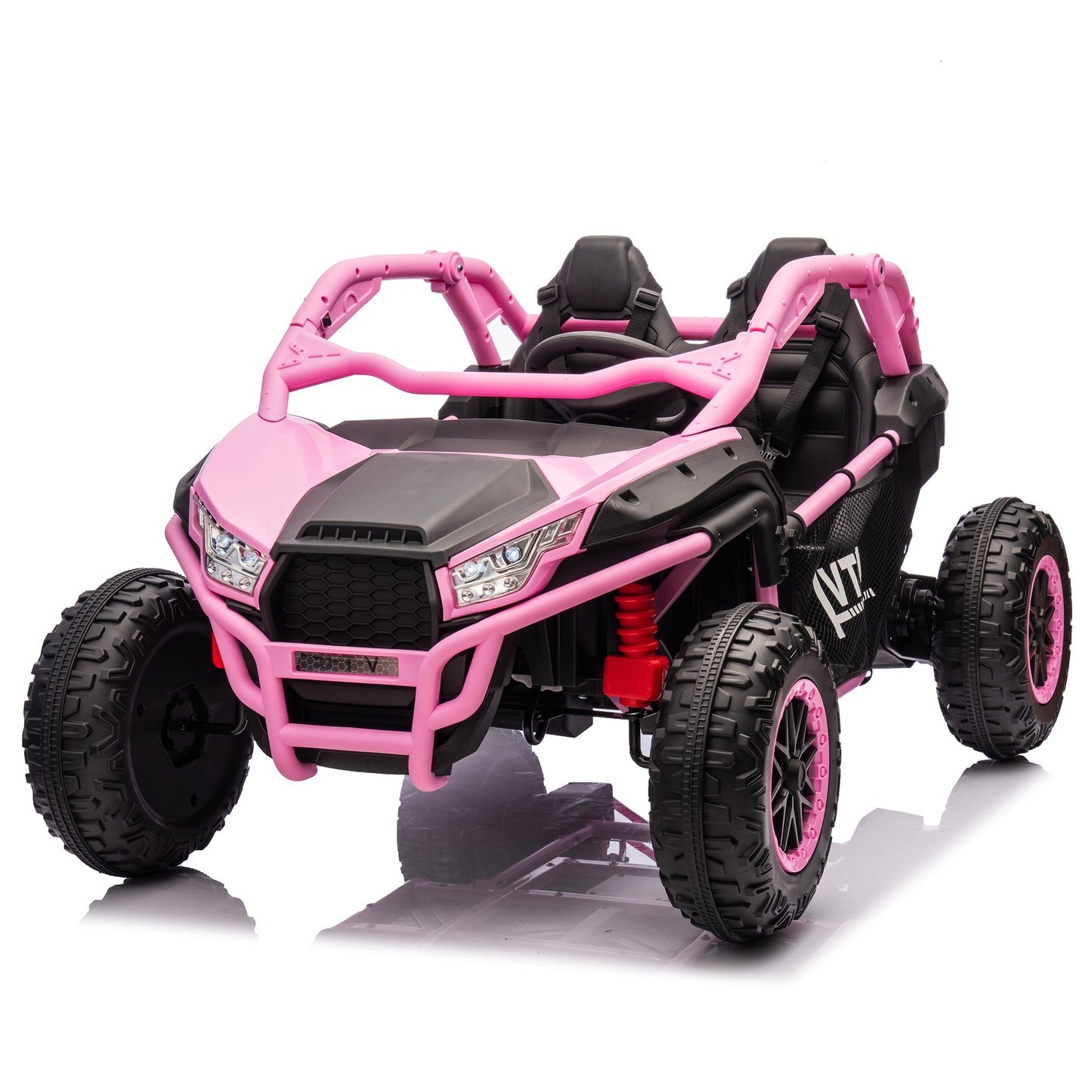 24V Two-seater Kids Ride On UTV w/Parents Control,20in seat width,400W Super high power,Four-wheel Suspension,Bluetooth,MP3,USB,LED Light,Horn,Rear storage space,Speeds 3.73-4.97MPH For Kids aged 3+.