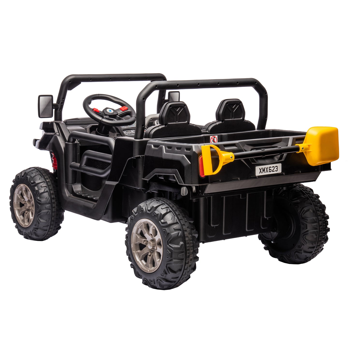 24V Ride On Truck 2 Seater Ride On UTV with 2x200W Motor Ride On Dump Truck with Dump Bed/Shovel Ride On Car with Remote Control Electric Vehicle with Non-slip tyre for Boys Girls