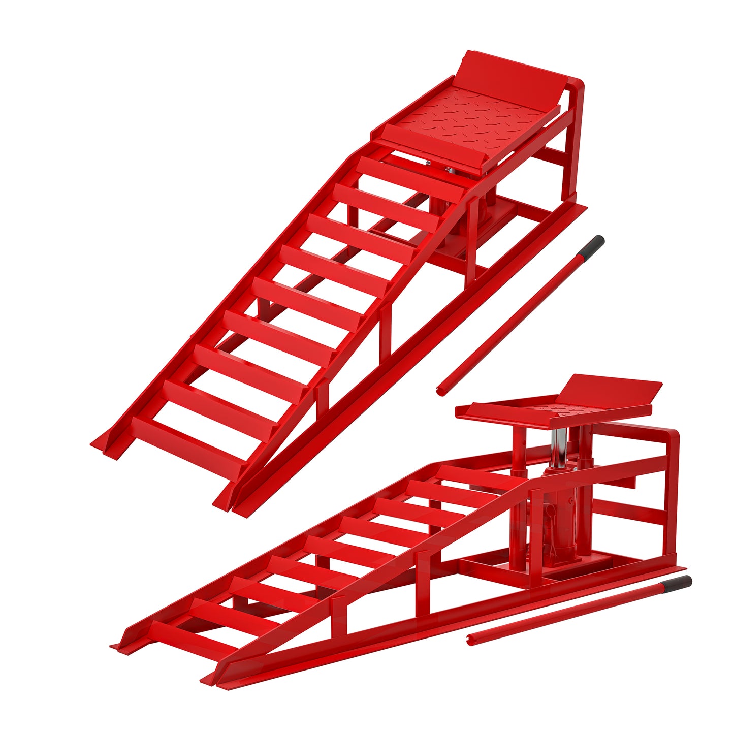 2 Pack Hydraulic Car Ramps 5T 11000lbs Low Profile Car Lift Service Ramps Truck Trailer Garage,Height Hydraulic Vehicle Ramps (Red)