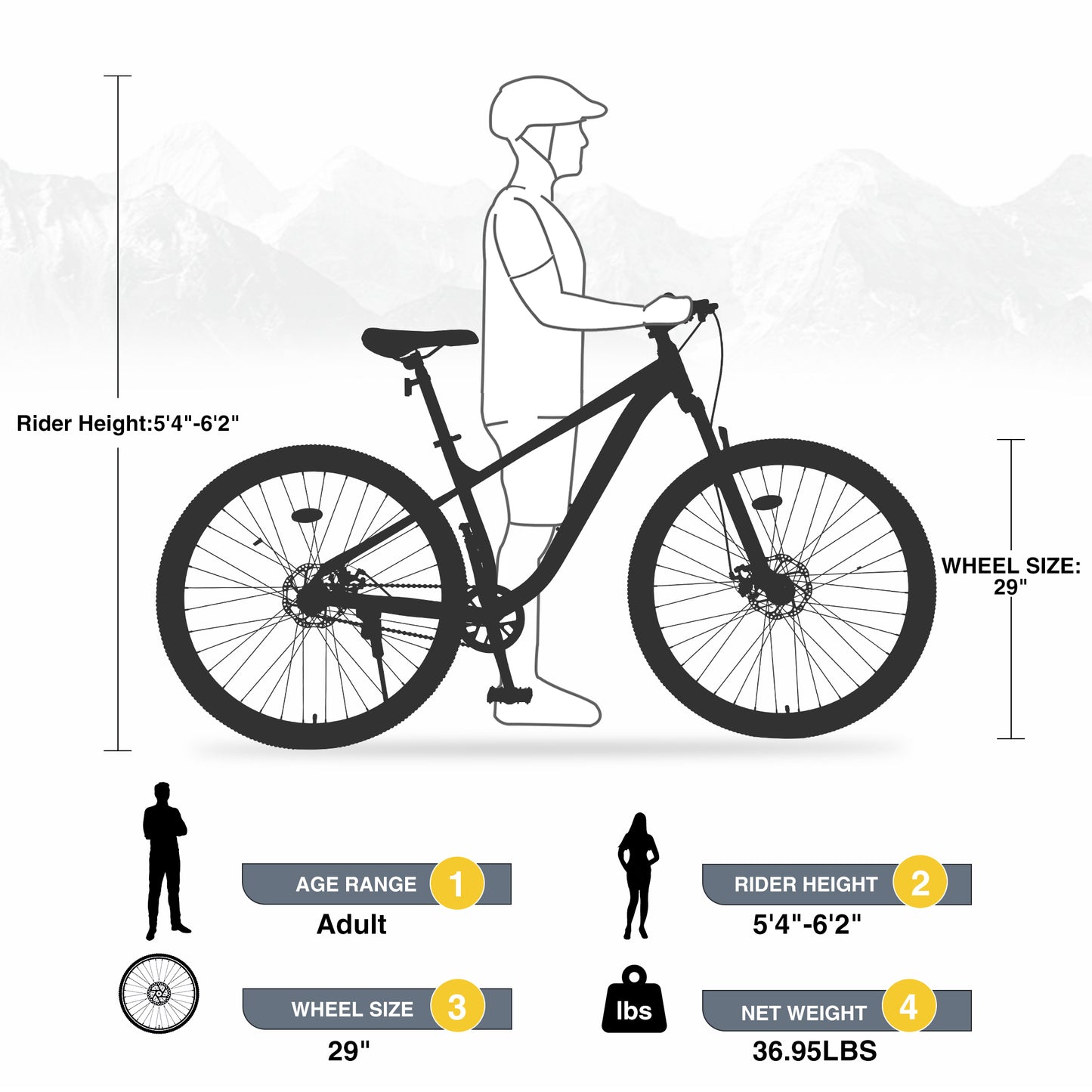 29 Inch Wheels Single Speed Mountain Bike, for Men Women Boys and Girls, Front Suspension, Steel Frame