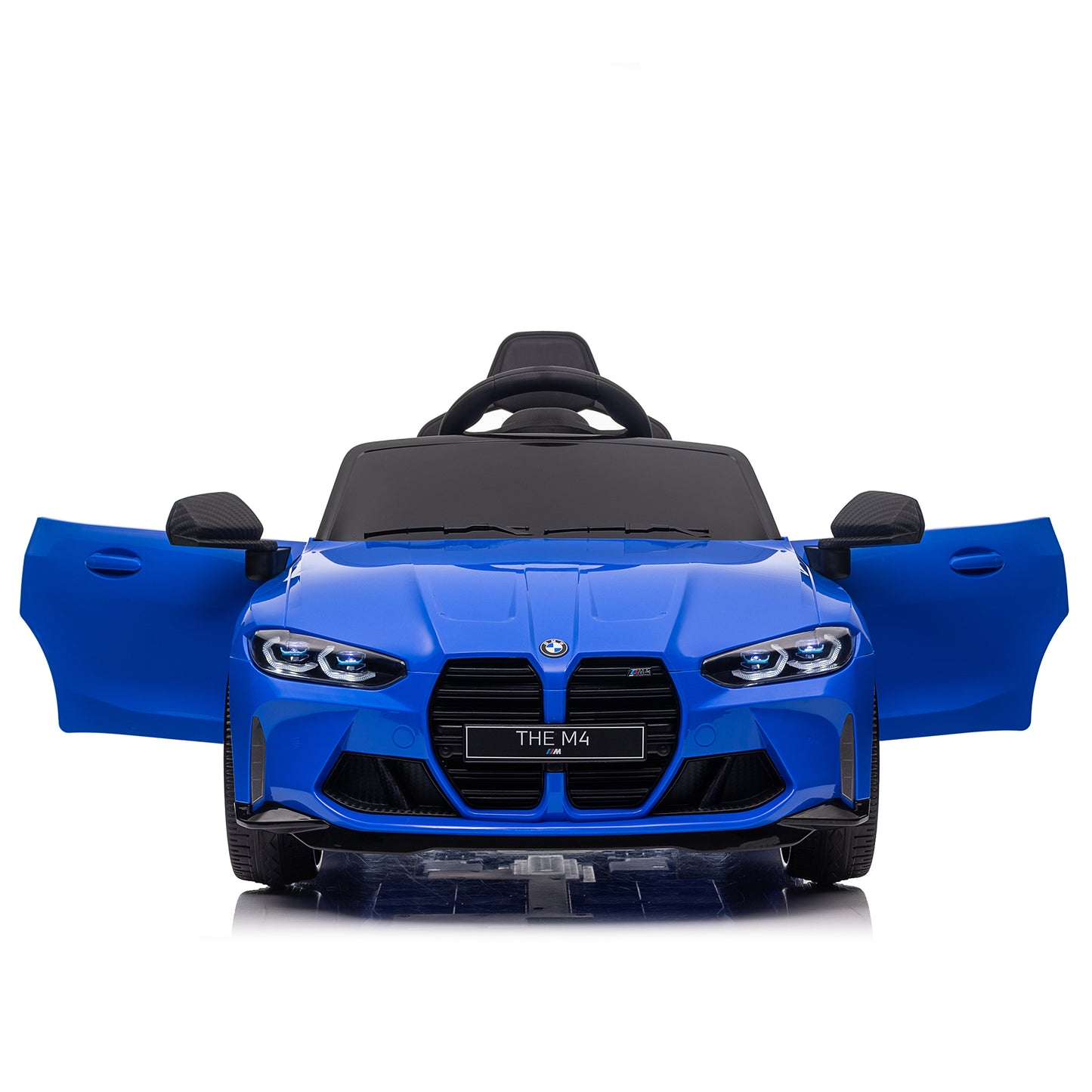 BMW M4 12v Kids ride on toy car 2.4G W/Parents Remote Control,Three speed adjustable,Power display, USB,MP3 ,Bluetooth,LED light,story,A handle with wheels and a pull, easy to carry