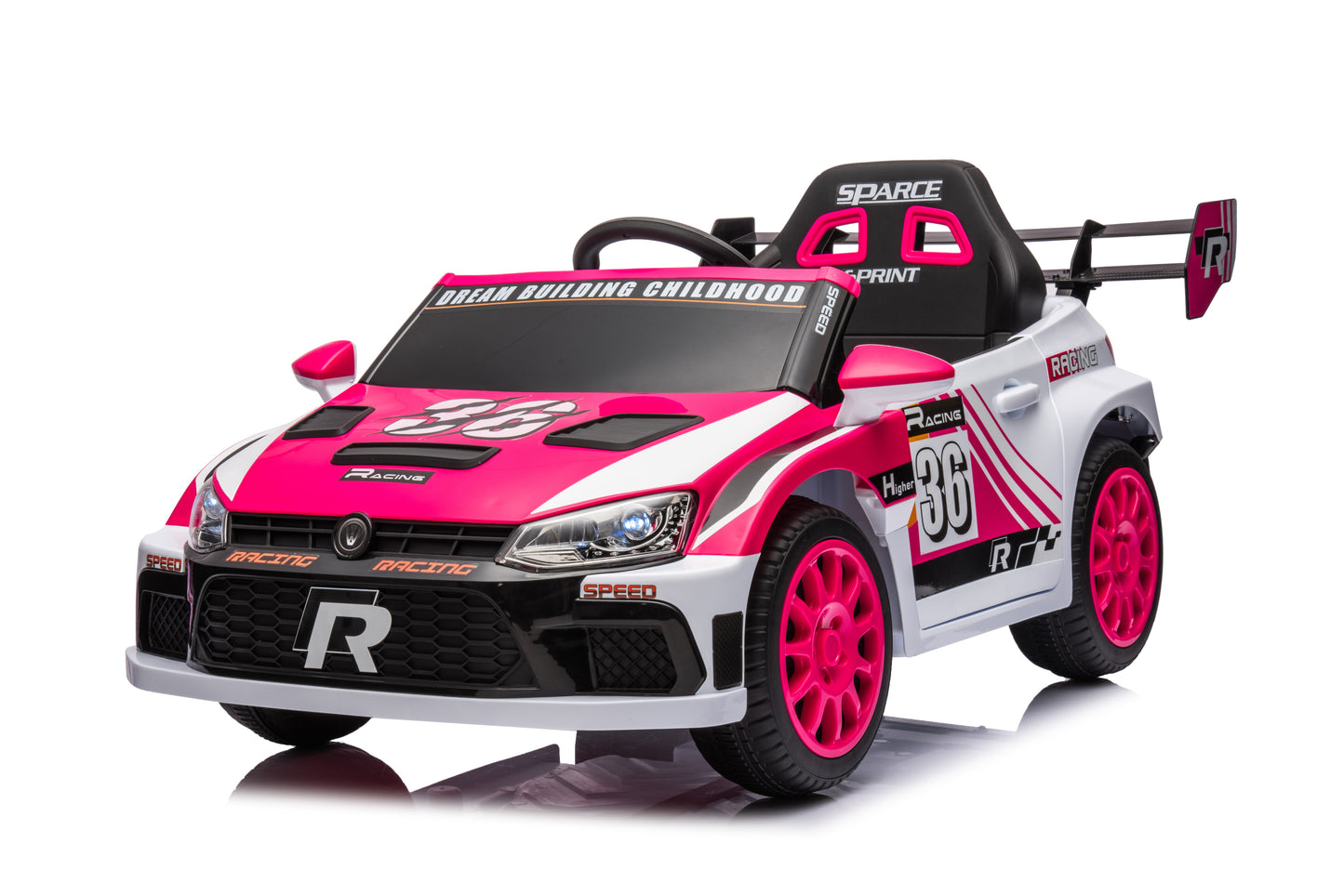 12V4A 20W*2 one button start, forward and backward, high and low speed, music, front light, power display, two doors can open, 2.4G R/C, seat belt four wheel absorber KIDS RIDE ON CAR