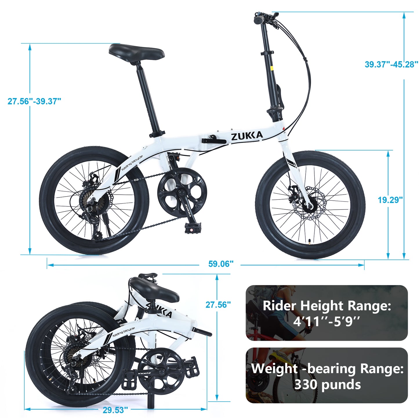20" Folding Bike Aluminium Alloy Frame 8 Speed City Bike