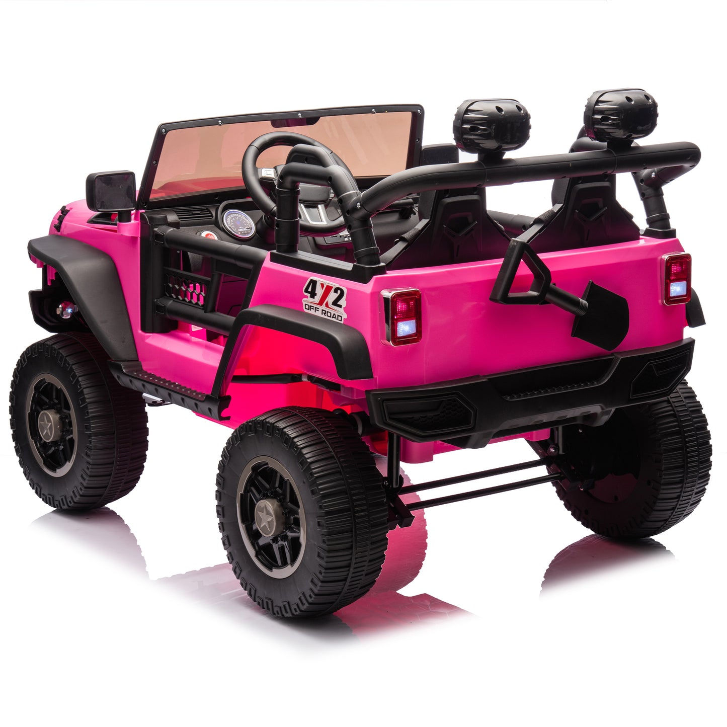 24V Two-Seater Kids Ride On Truck Car W/Parents Control,200w*2,Seat width 20.28in,Four-wheel Suspension,LED Lights,Music,MP3,Bluetooth,Two independent seat belts,Suitable for off-road For Kids Aged 3+