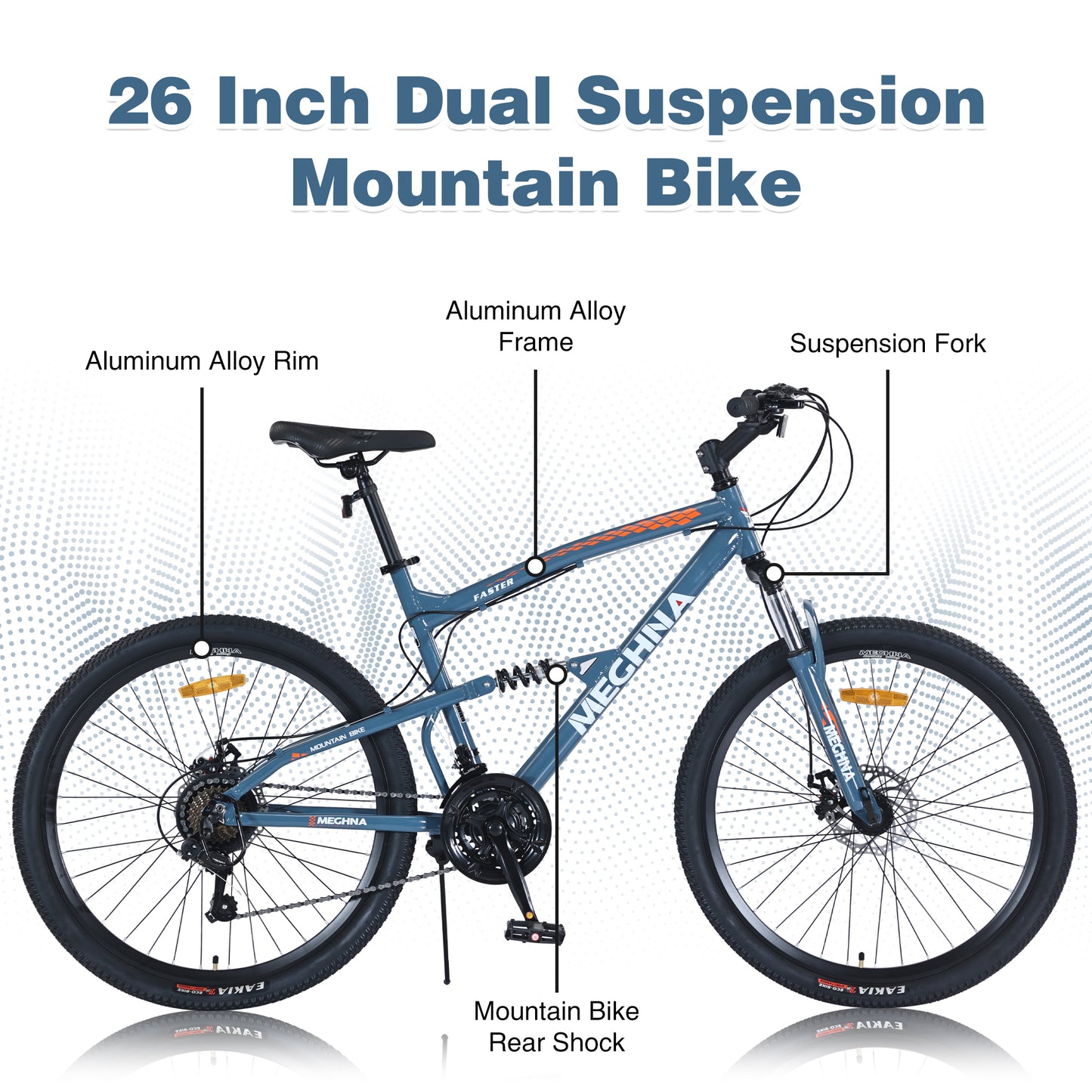 26 inch Mountain Bike 21-Speed Dual Suspension Aluminum Alloy Frame For Men and Women's Bike