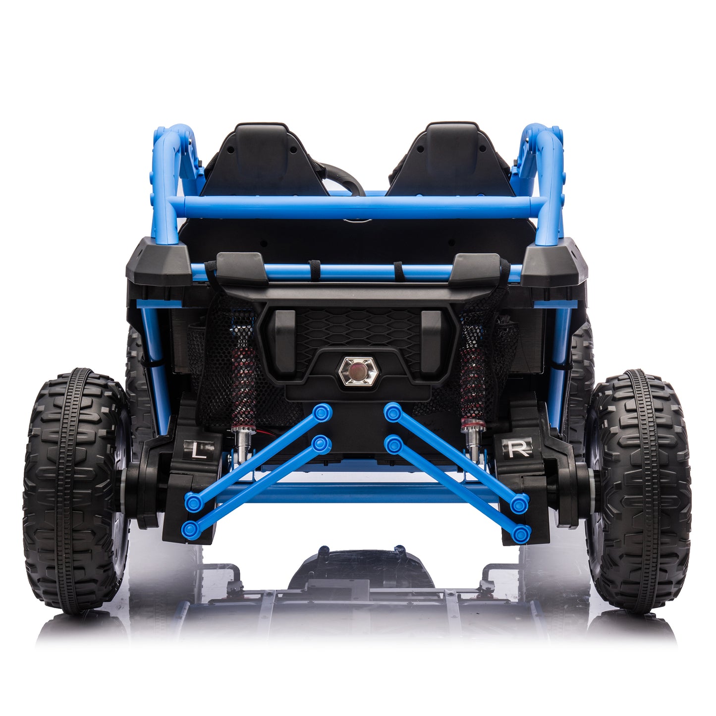 24V Two-seater Kids Ride On UTV w/Parents Control,20in seat width,400W Super high power,Four-wheel Suspension,Bluetooth,MP3,USB,LED Light,Horn,Rear storage space,Speeds 3.73-4.97MPH For Kids aged 3+.