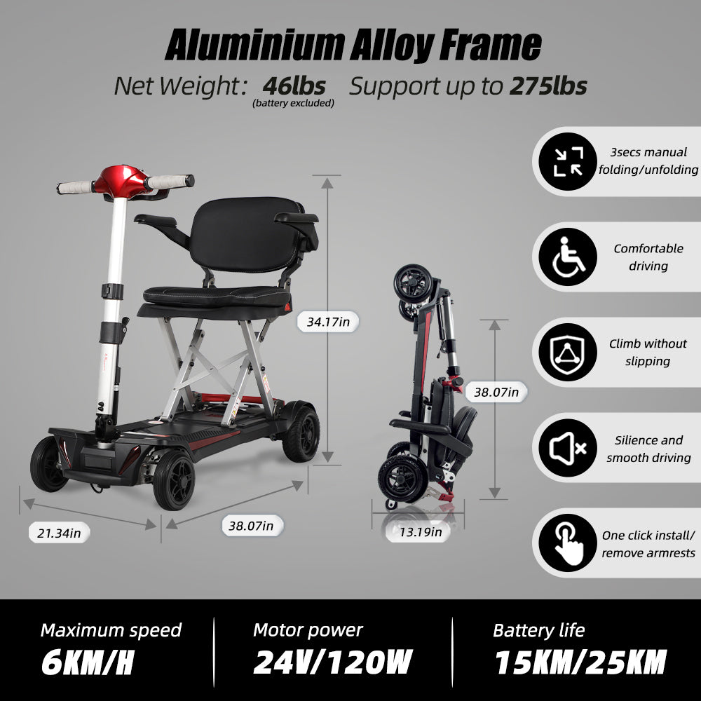 Manaul Folding Scooter M2085 Red For Senior's Easy Travel With Competitive Price