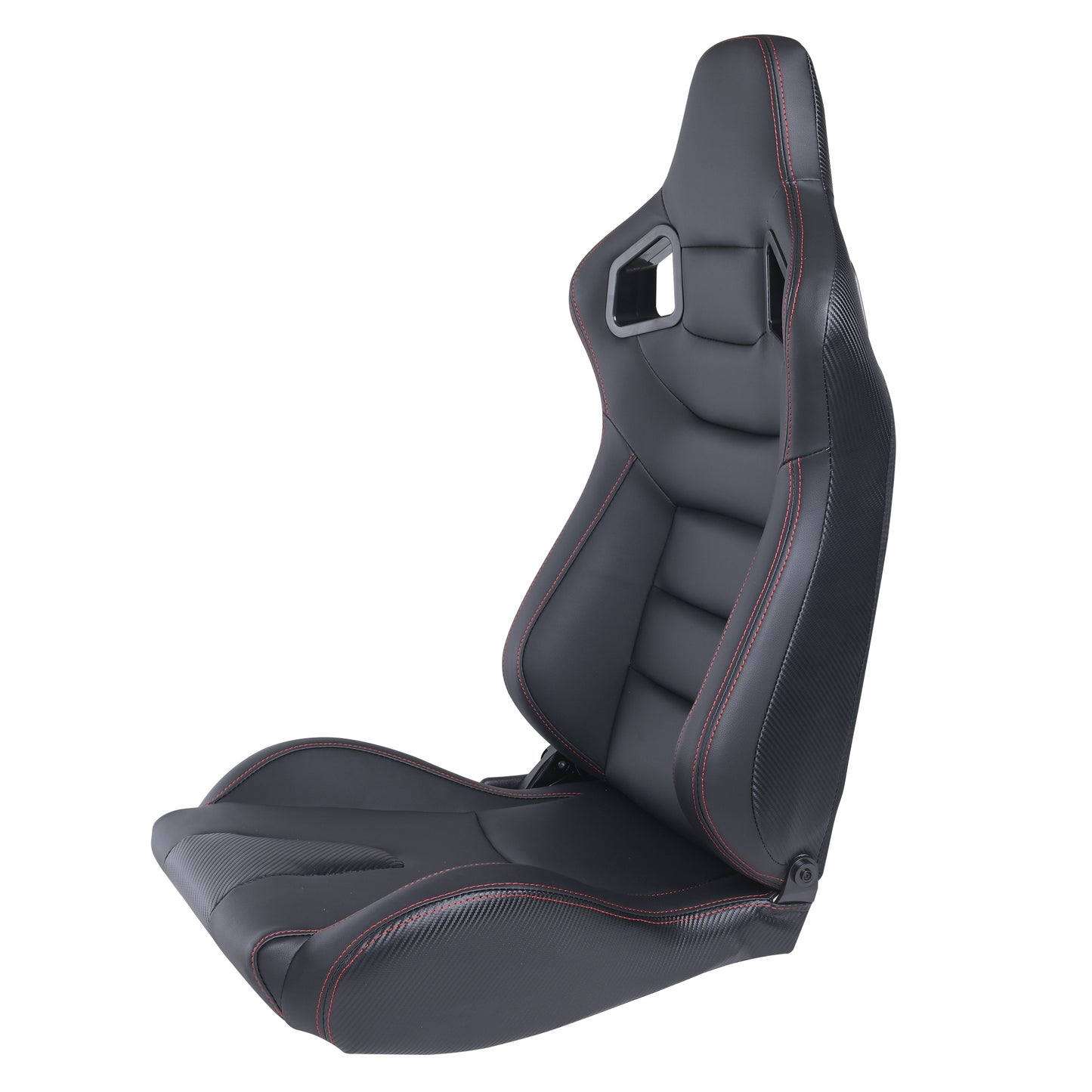 RACING SEAT ALL BLACK SIMULATOR LEATHER WITH DOUBLE SLIDER 2PCS