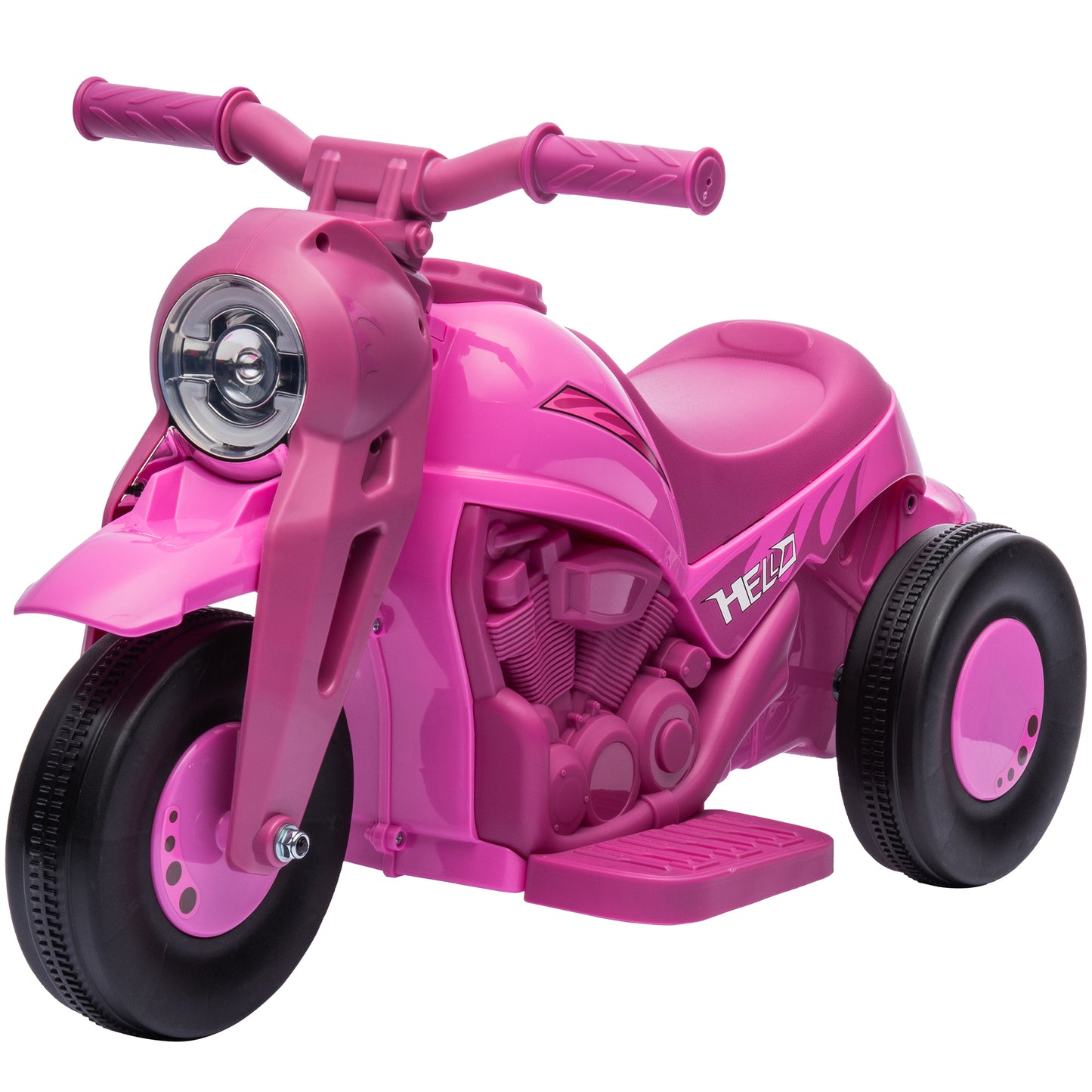 Qaba Ride on Bubble Car, 6V Kids Motorcycle, 3 Wheeled 2 MPH Electric Motorbike for Toddler with LED Headlight, Music, Forward & Reserve, Pink