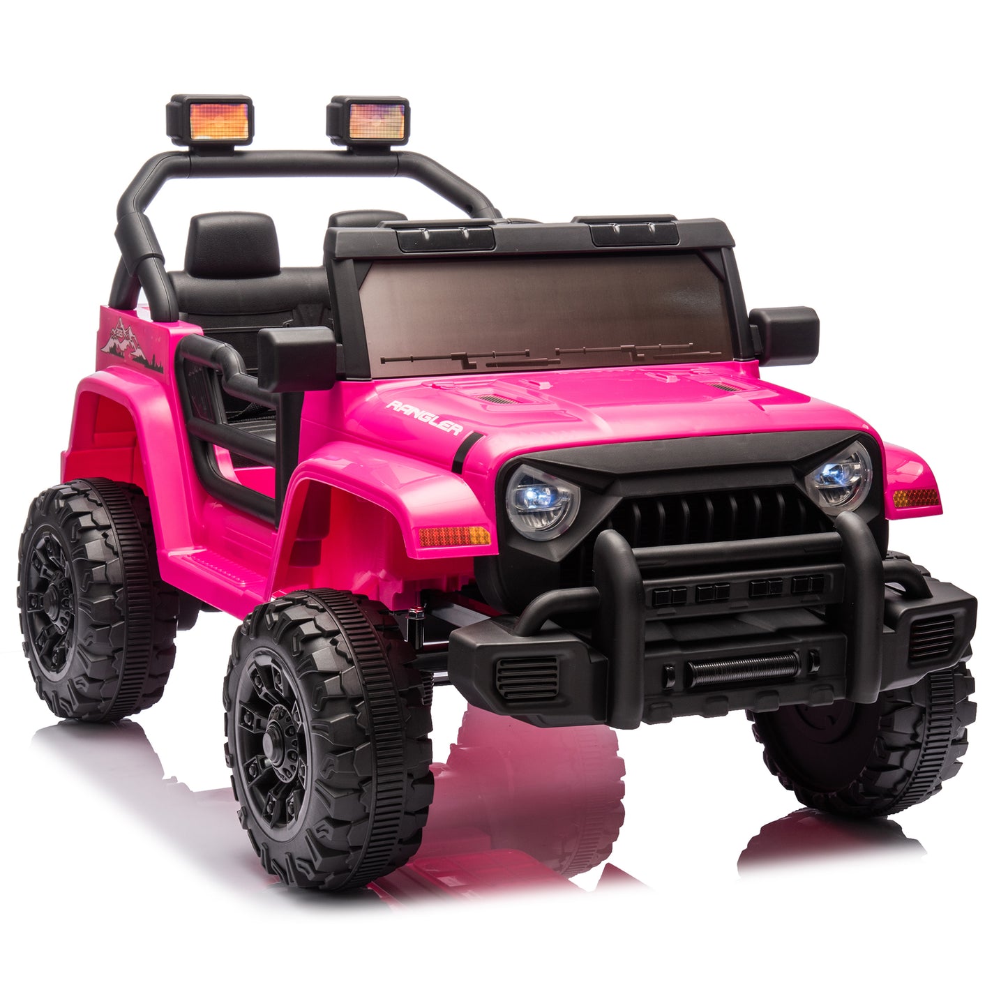 12V Kids Ride On Electric Car W/Parents Control,Dual drive, Four-wheel Suspension,With music,Bluetooth,MP3,USB,with headlights, steering wheel quick release,Slow start for Kids Aged 2-4.
