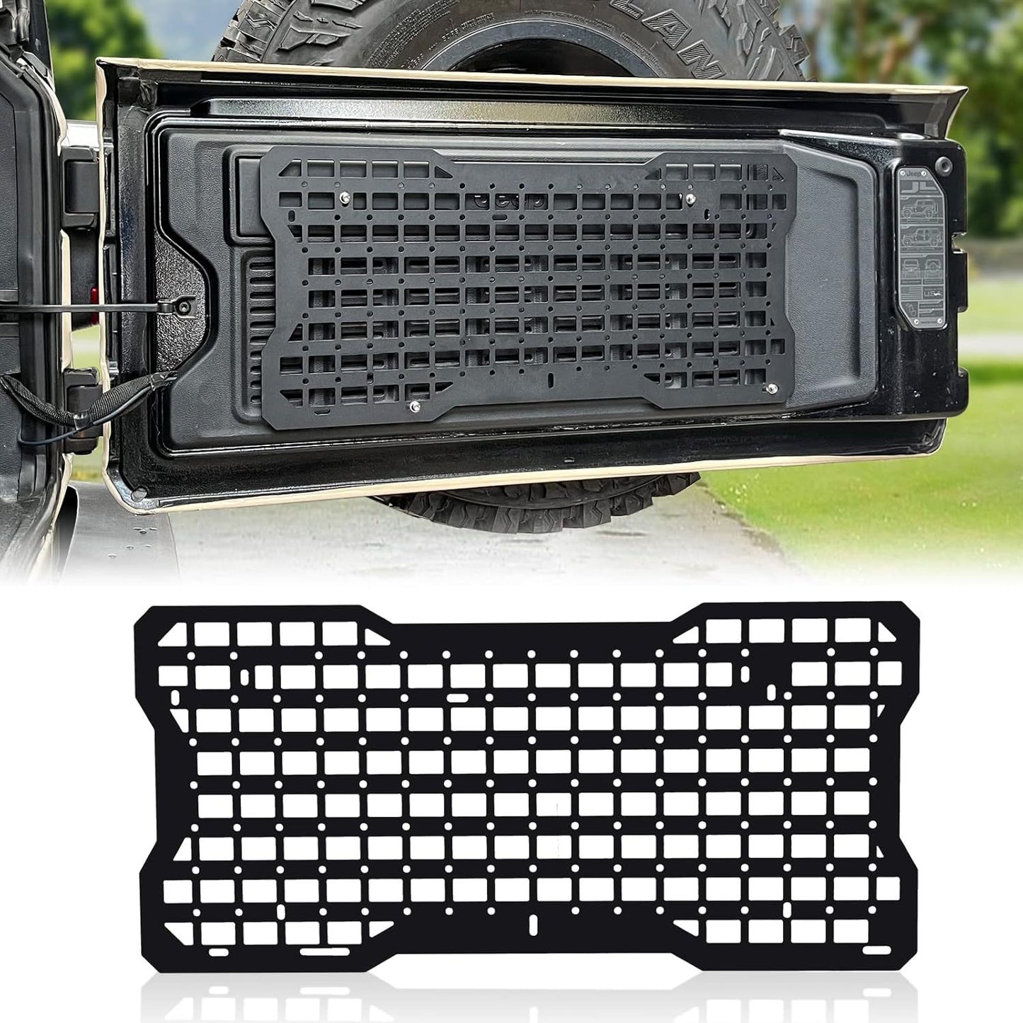 Tailgate Tactical Panel for Wrangler Tailgate Tool Kit Organizer Racks Compatible with Jeep Wrangler 2007-2018 JK JKU & 2018-2022 JL JLU