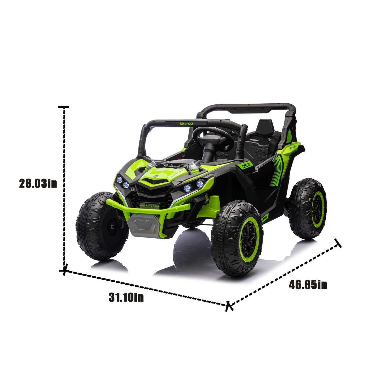 24V Two-Seater Kids Ride On UTV W/Parents Remote Control,Four-Wheel Suspension,Slow Start,Large wheel design,Anti-collision bar,Storage space,Music,USB,Bluetooth,Volume control,LED lights for Kids 3+.