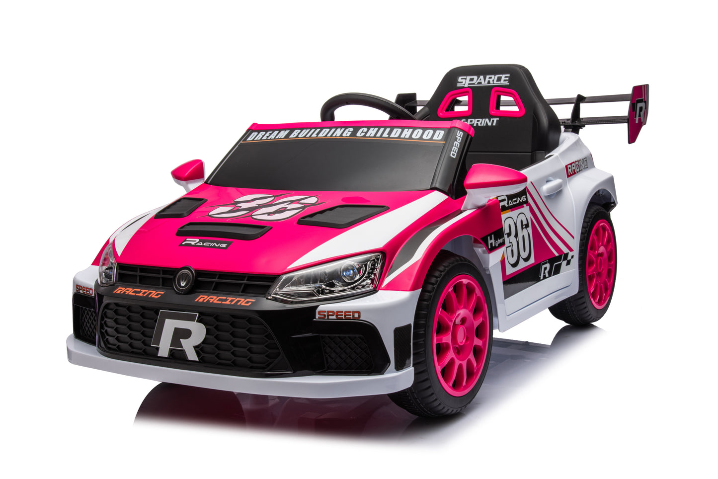 12V4A 20W*2 one button start, forward and backward, high and low speed, music, front light, power display, two doors can open, 2.4G R/C, seat belt four wheel absorber KIDS RIDE ON CAR