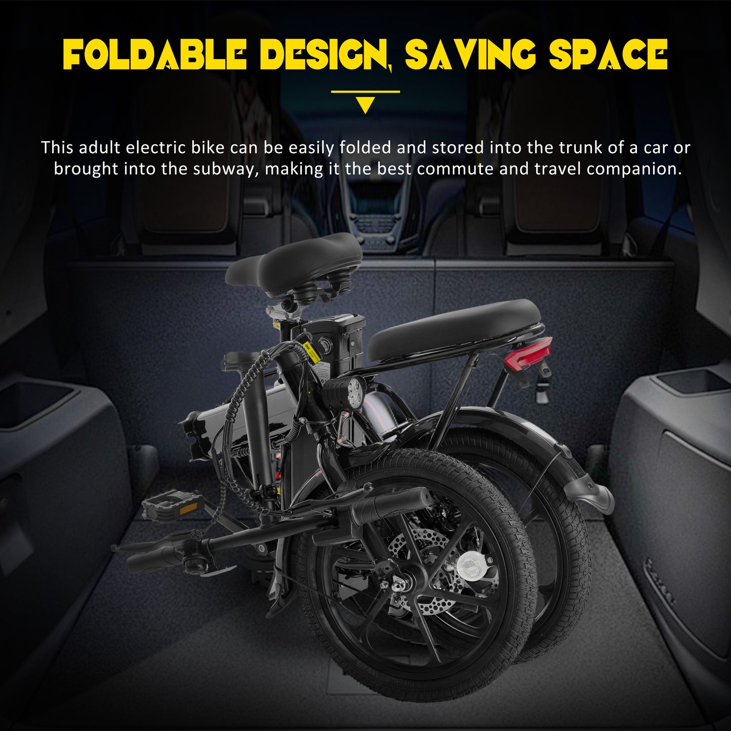 Adult Electric Bicycles 500 W Motor 15.5 MPH Max Speed, 16inch Tire, 42 V 10.4 AH Removable Battery for Electric Bike, Multi-Shock Absorption, City Commuter, Fold able Adult Electric Bicycle