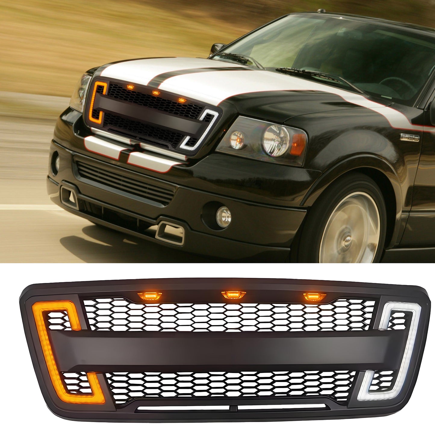Front Grille Guard for 2004-2008 Ford F150 with LED Lights