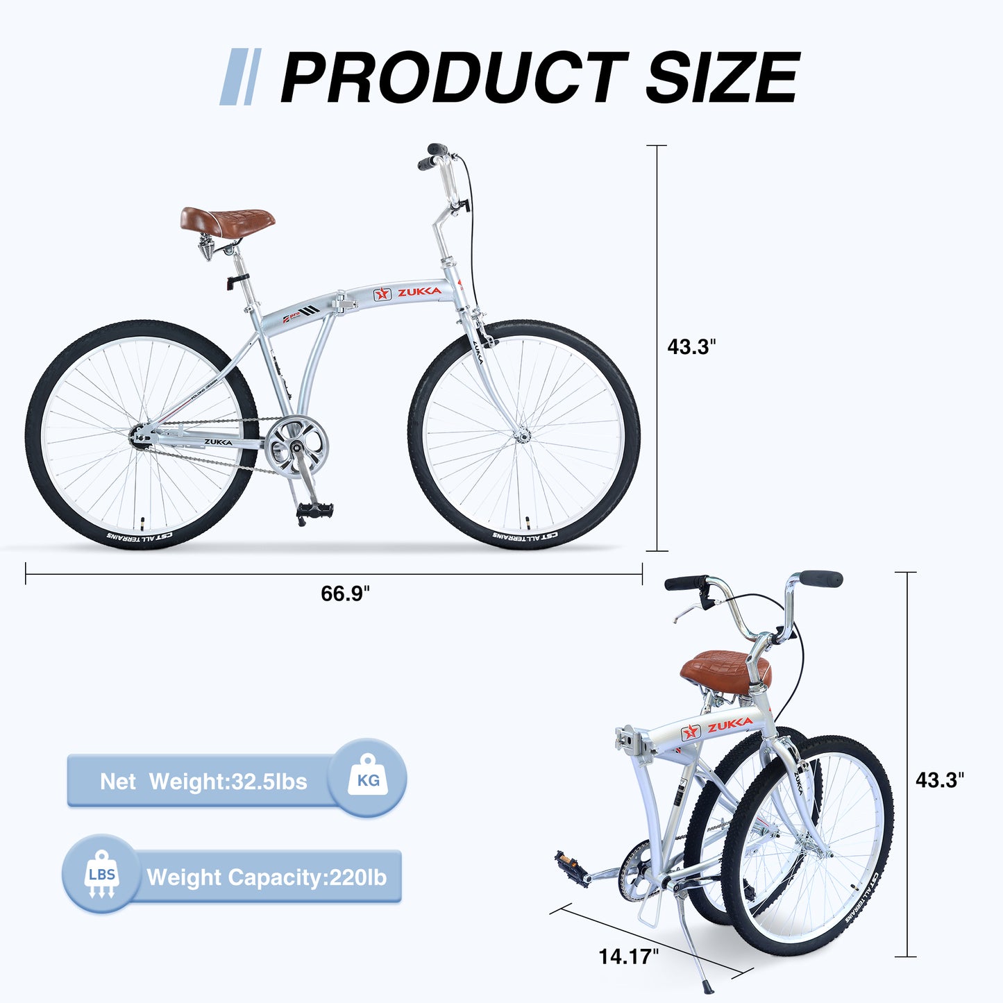Single Speed Folding Bicycles, Multiple Colors 26"Inch Beach Cruiser Bike