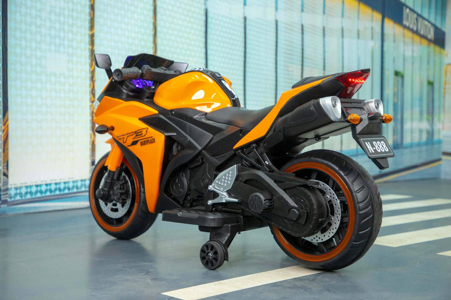 Electric motorcycle/ 12 V Kids toys motorcycle/Kids electric car/electric ride on toys for 3 4 5 6 years Boys Girls with Training Wheels/manual throttle/ drive by hand/Lighting wheels