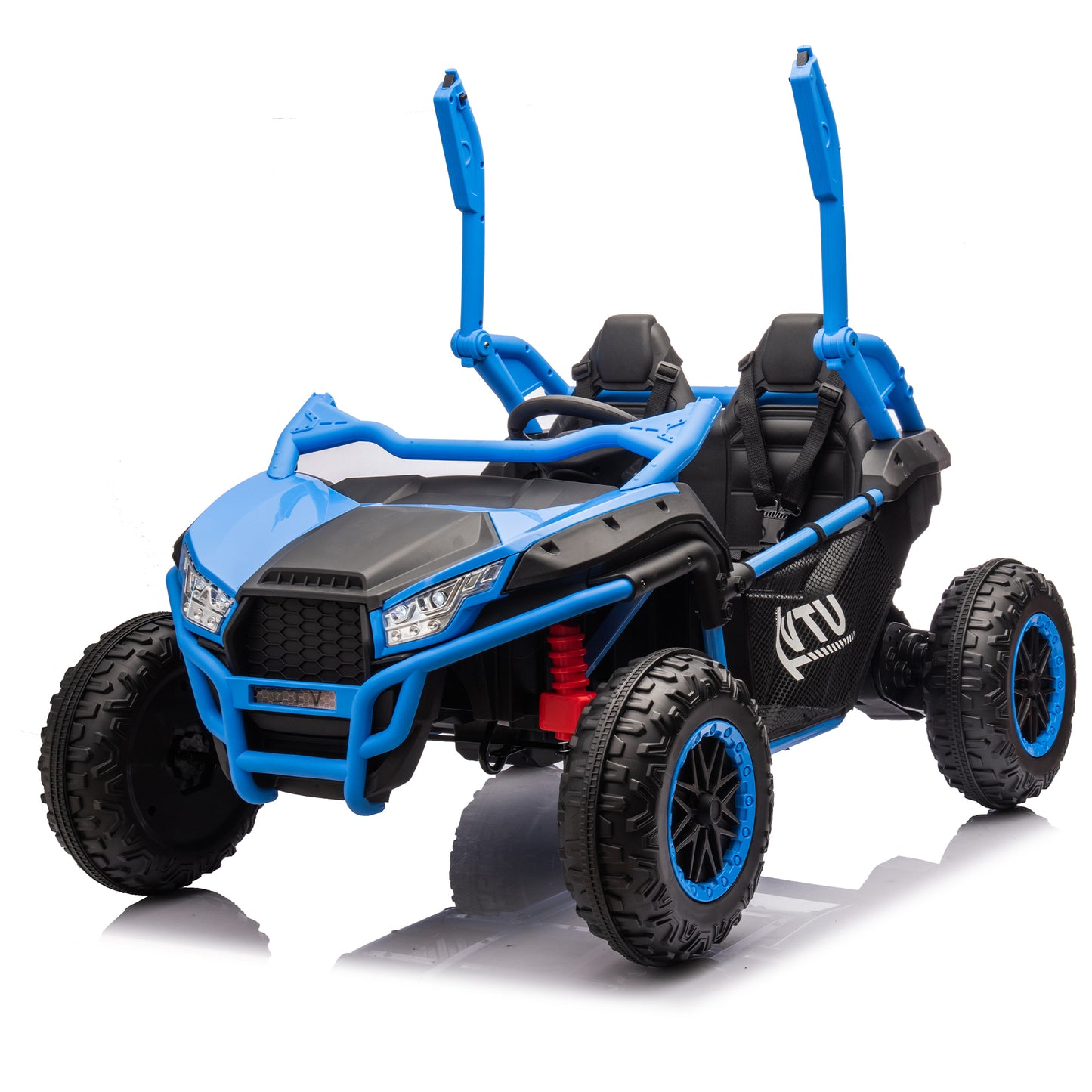 24V Two-seater Kids Ride On UTV w/Parents Control,20in seat width,400W Super high power,Four-wheel Suspension,Bluetooth,MP3,USB,LED Light,Horn,Rear storage space,Speeds 3.73-4.97MPH For Kids aged 3+.