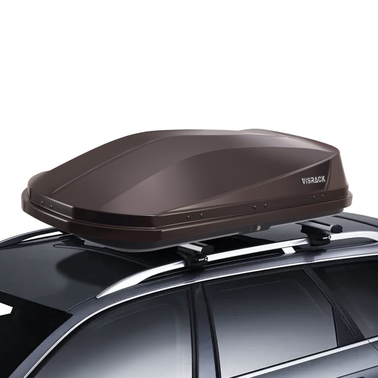 VISRACK Hard Shell Roof Cargo Carrier with Security Keys, Roof Box, Cargo Box, 62 (L) x 31 (W) x 15(H) Inches, 14 Cubic Feet (Tool-Free Install), BROWN