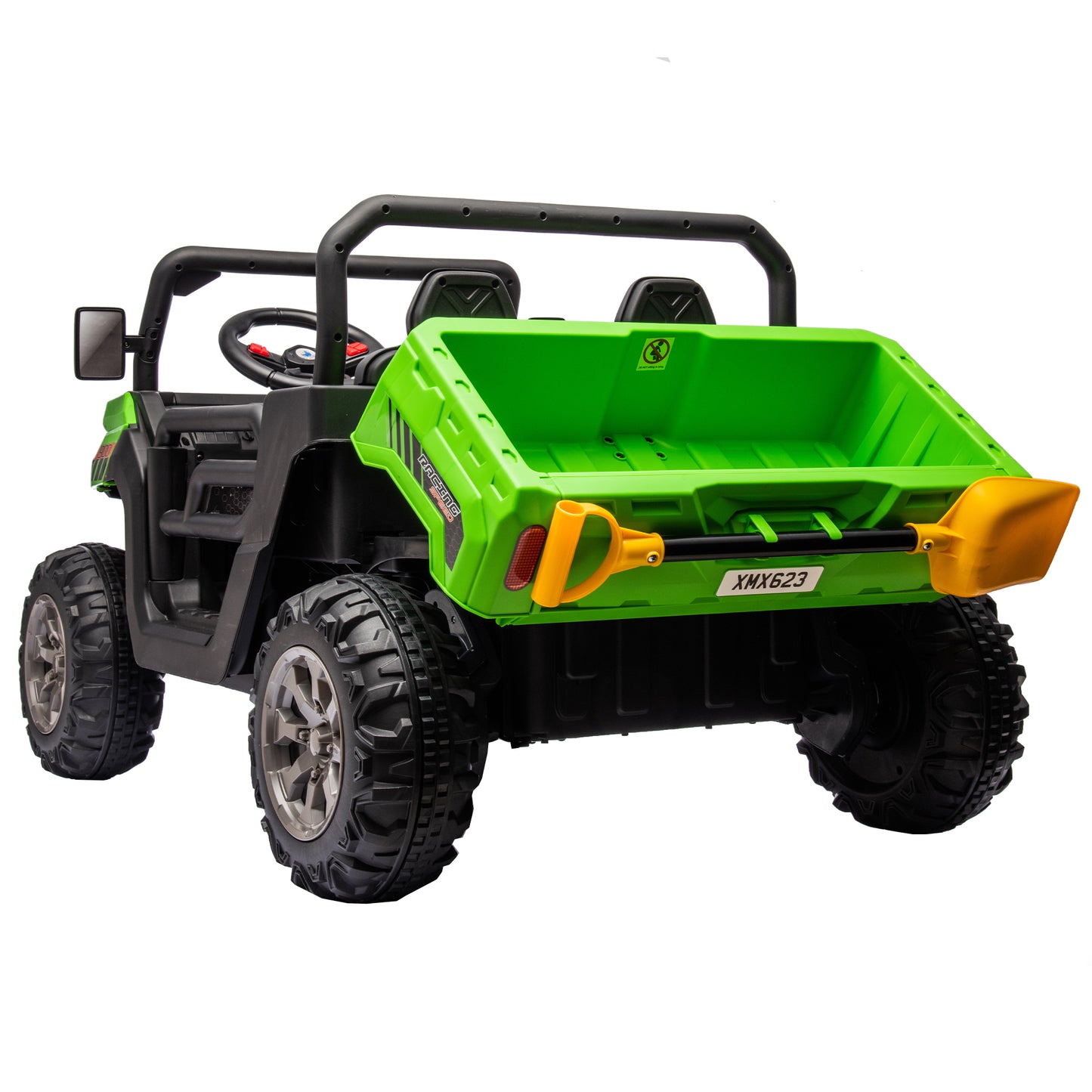 24V Ride On Truck 2 Seater Ride On UTV with 2x200W Motor Ride On Dump Truck with Dump Bed/Shovel Ride On Car with Remote Control Electric Vehicle with Non-slip tyre for Boys Girls