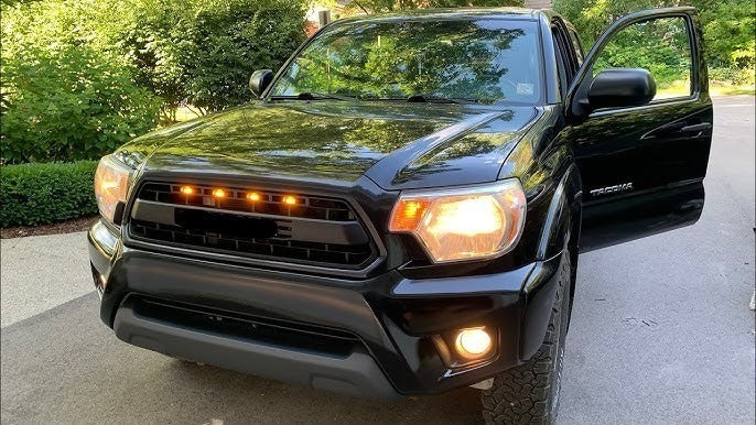 Front Grille For 2012 2013 2014 2015 2nd Gen Toyota Tacoma Trd Pro Grill With Amber Lights Matte Black