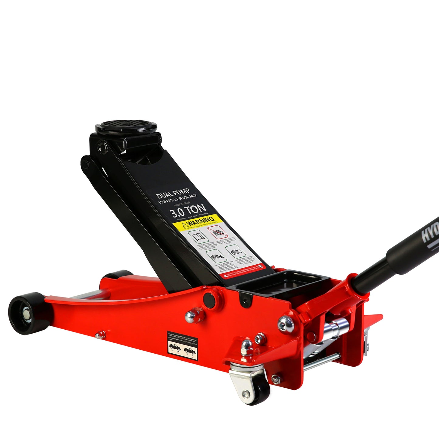 3t Low Profile Jack, Red and Black, Ultra Low Floor Jack with Dual Pistons Quick Lift Pump, Car Jack Hydraulic AutoLifts for Home Garage, Truck Jack Hydraulic Lifting range 3.3'-19.7'