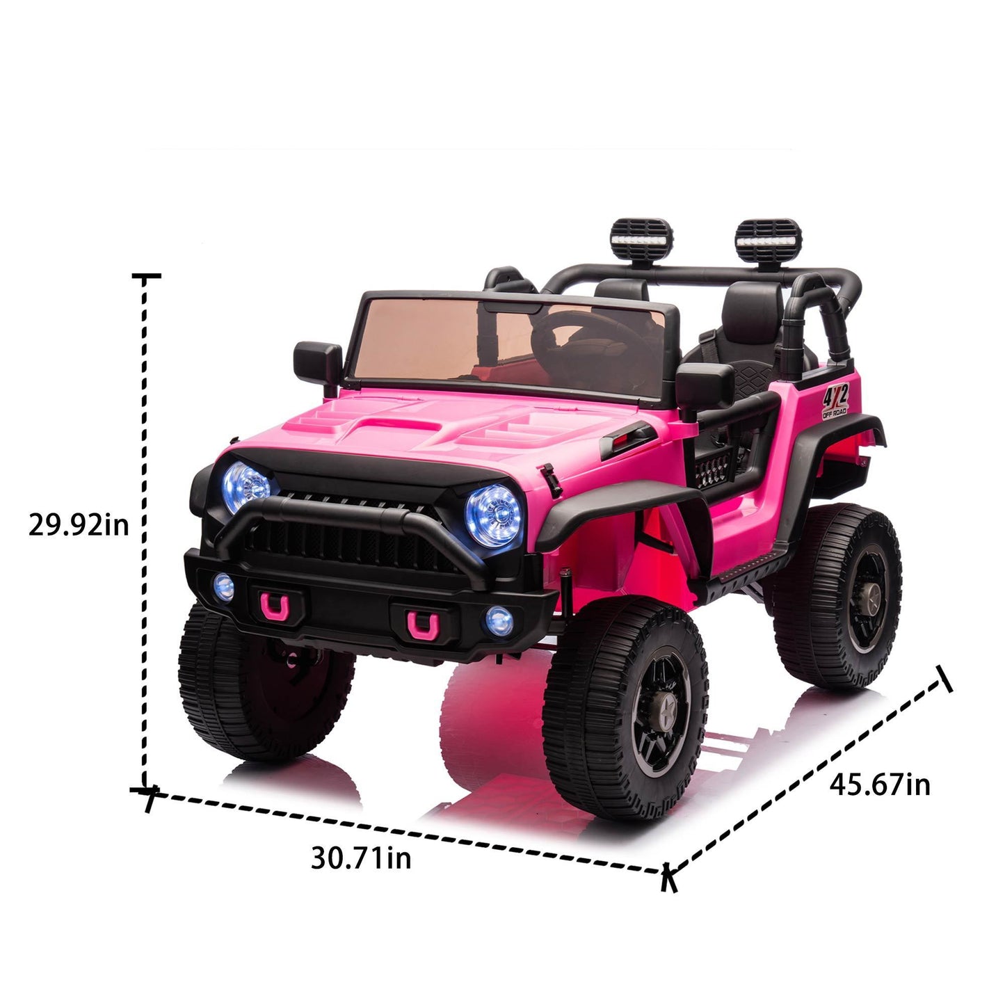 24V Two-Seater Kids Ride On Truck Car W/Parents Control,200w*2,Seat width 20.28in,Four-wheel Suspension,LED Lights,Music,MP3,Bluetooth,Two independent seat belts,Suitable for off-road For Kids Aged 3+