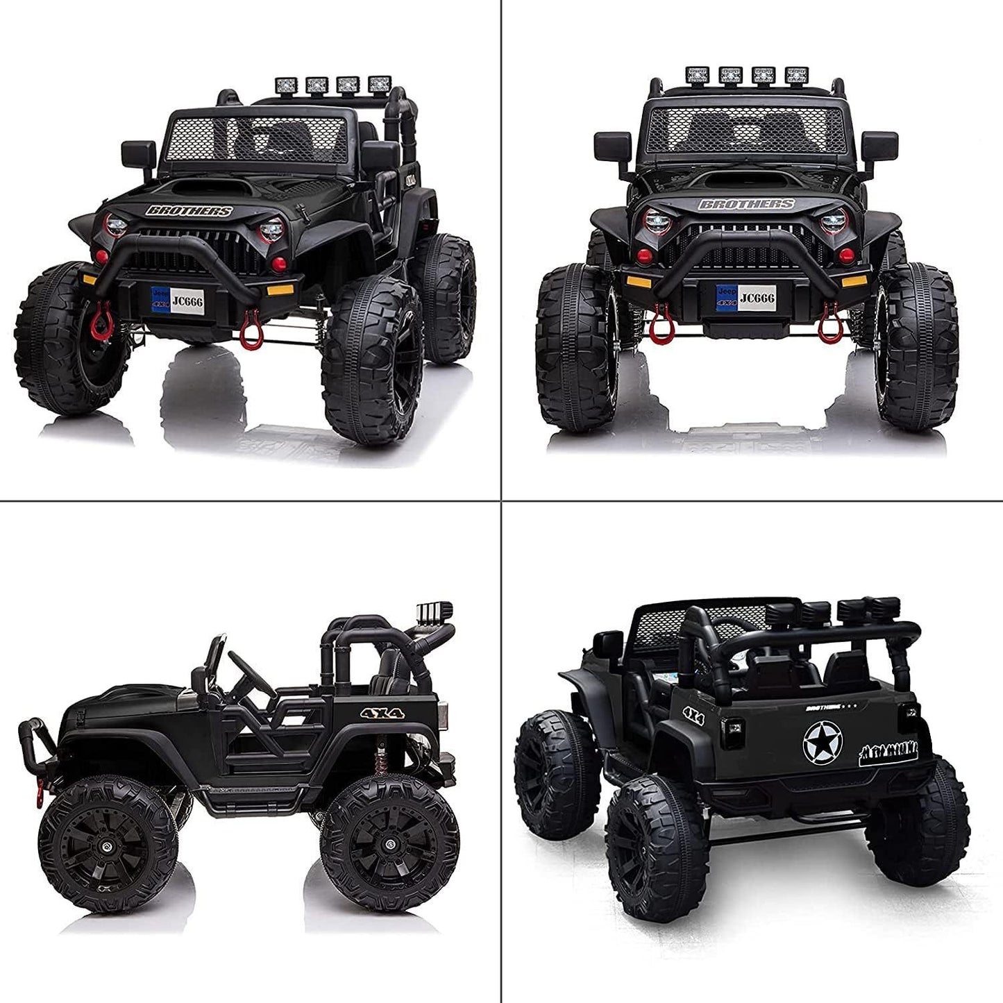 24V Ride on Car Truck with Remote Control, 2 Seater Kids Electric Car, Spring Suspension, 9Ah Battery Powered, 3 Speeds, Double Doors, Music Player