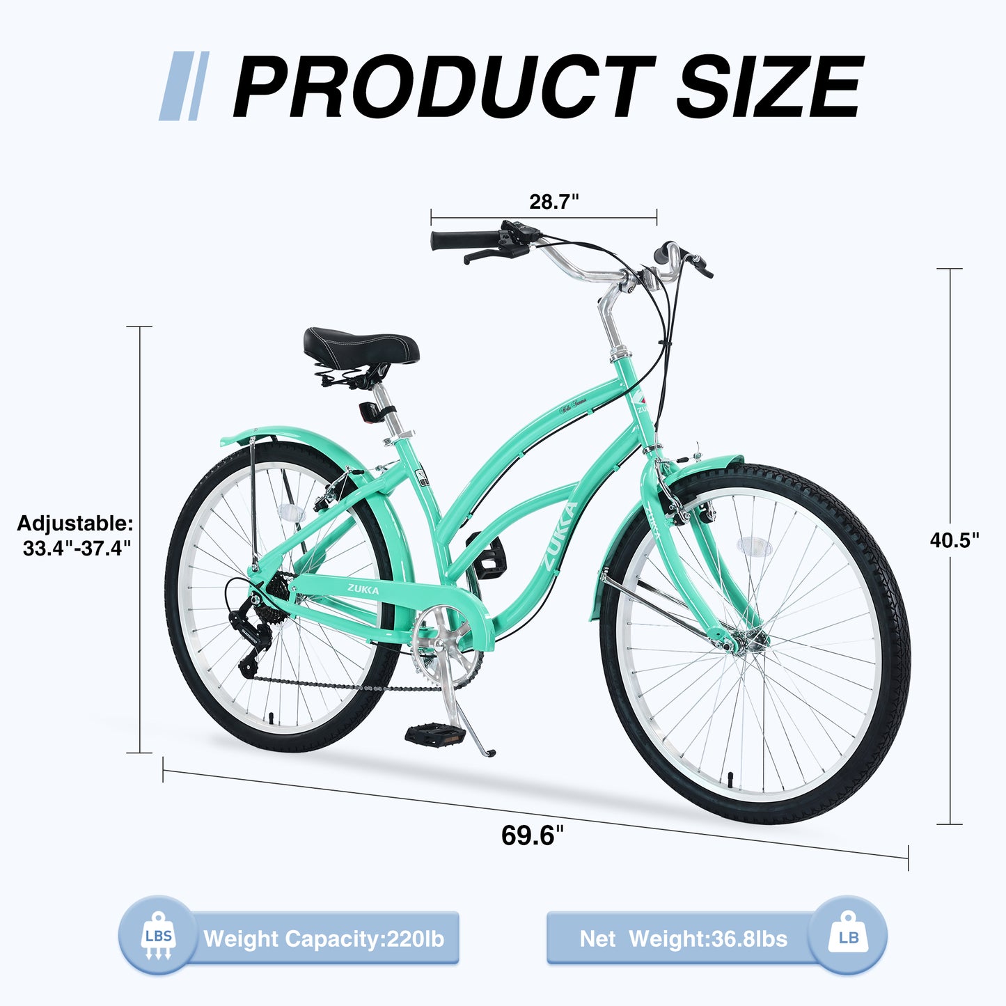 7 Speed Bicycles, Multiple Colors 26"Inch Beach Cruiser Bike