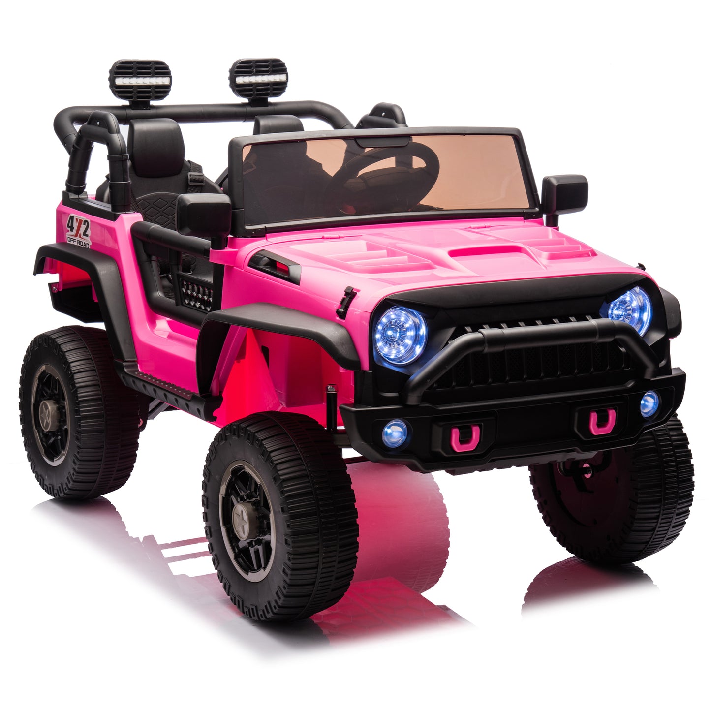 24V Two-Seater Kids Ride On Truck Car W/Parents Control,200w*2,Seat width 20.28in,Four-wheel Suspension,LED Lights,Music,MP3,Bluetooth,Two independent seat belts,Suitable for off-road For Kids Aged 3+