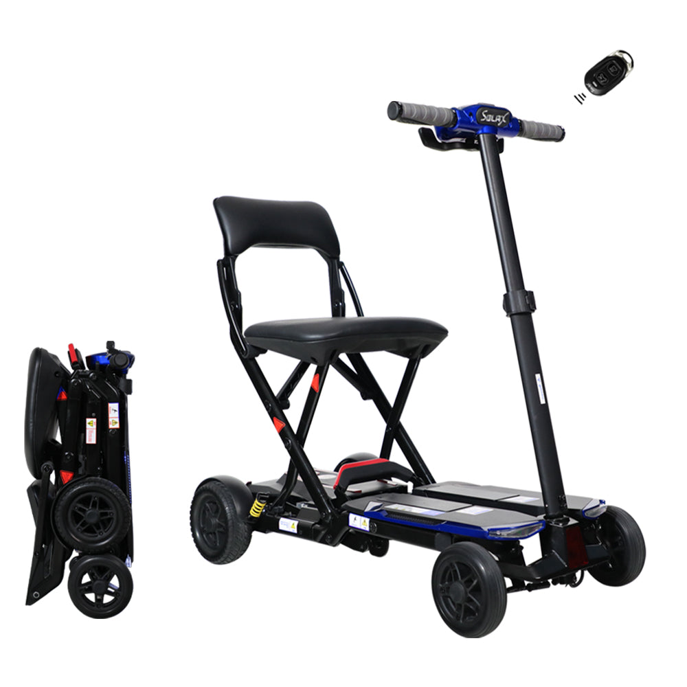 SOLAX 4-Wheel Remote Folding Mobility Scooter for Adults and Seniors, super lightweight and compact plus NFC Electric Foldable Mobility Scooter With Suspenion capacity.