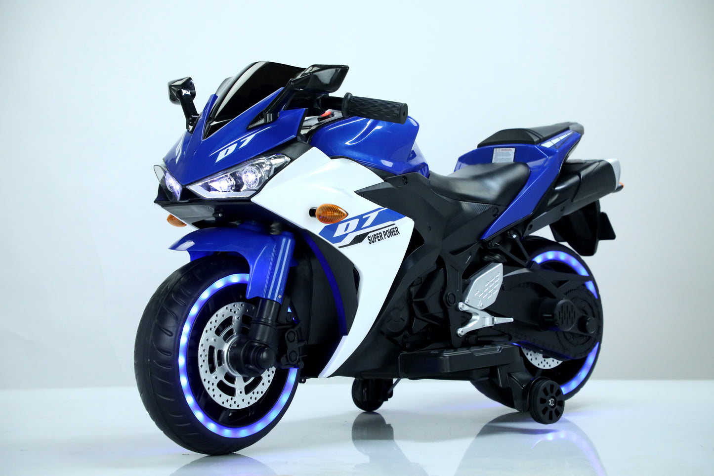 Electric motorcycle/ 12 V Kids toys motorcycle/Kids electric car/electric ride on toys for 3 4 5 6 years Boys Girls with Training Wheels/manual throttle/ drive by hand/Lighting wheels
