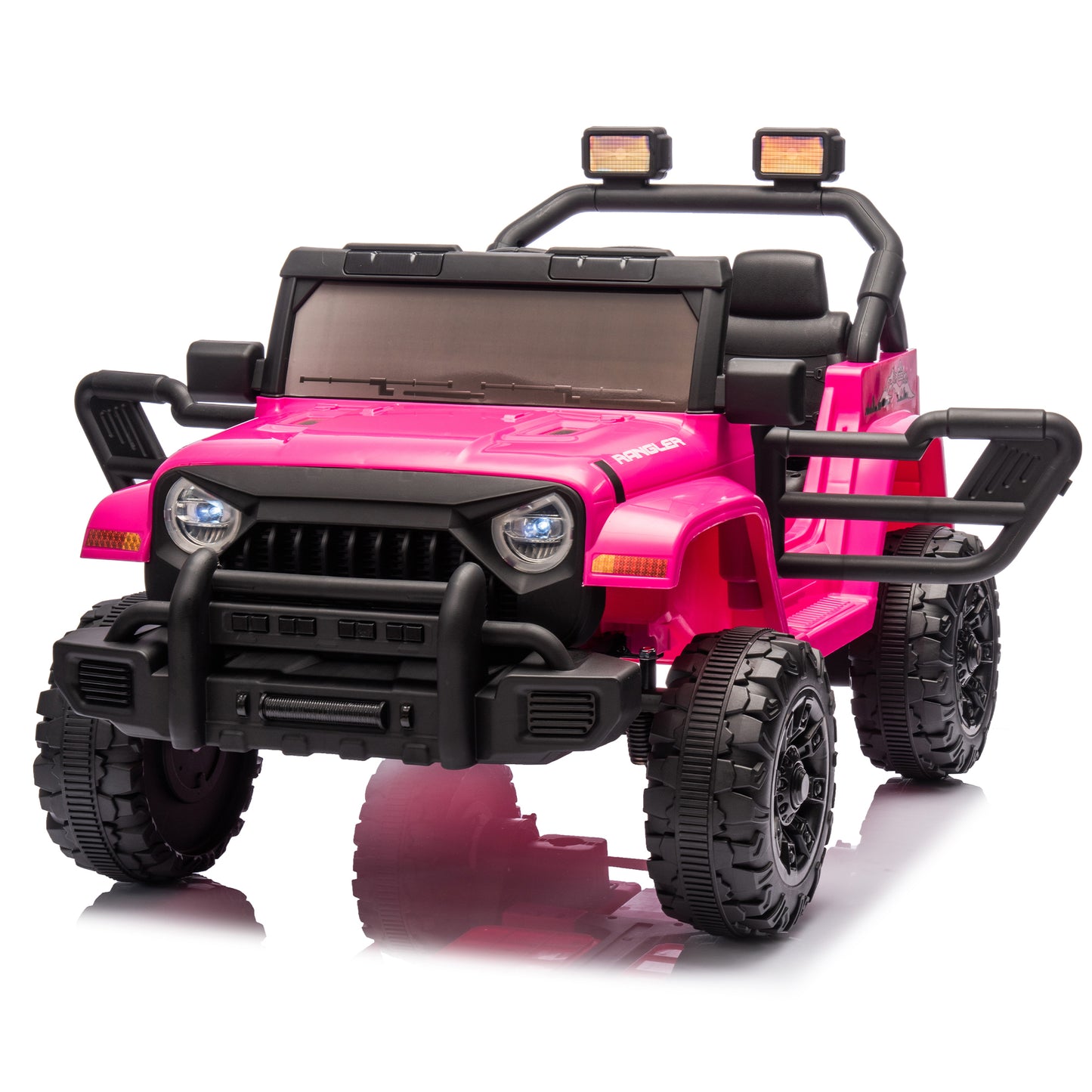 12V Kids Ride On Electric Car W/Parents Control,Dual drive, Four-wheel Suspension,With music,Bluetooth,MP3,USB,with headlights, steering wheel quick release,Slow start for Kids Aged 2-4.