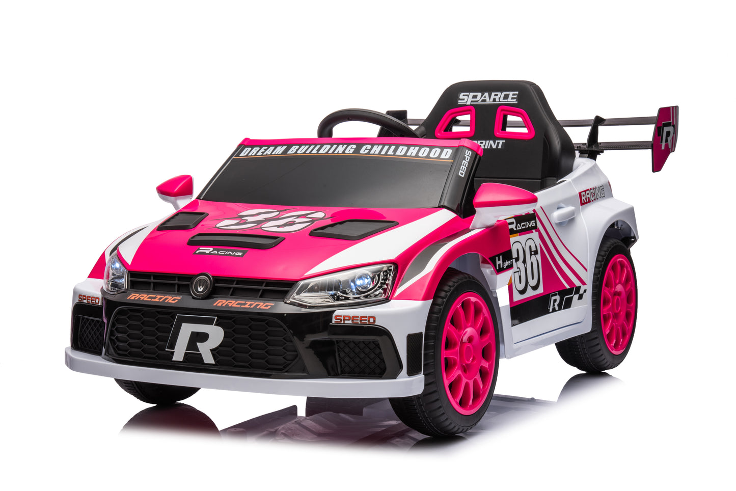 12V4A 20W*2 one button start, forward and backward, high and low speed, music, front light, power display, two doors can open, 2.4G R/C, seat belt four wheel absorber KIDS RIDE ON CAR