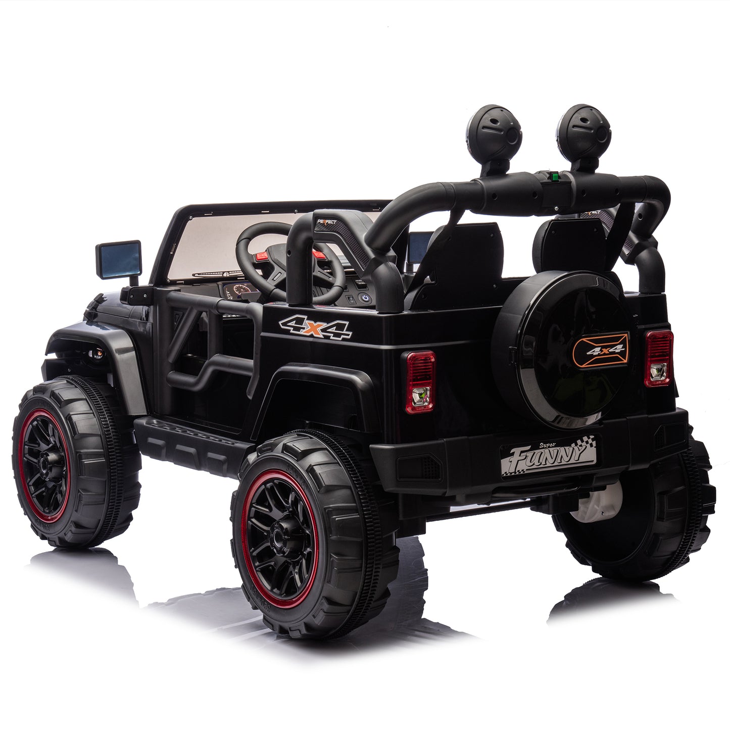 24V Kids Ride On Electric Car W/Parents Control,Seat width 19.09in,2WD,Rear suspension,Trunk storage,Portable pull rod,Light&Searchlight,Bluetooth,USB,Provide a speed of 2.5-4MPH for Kids Aged 3-8.