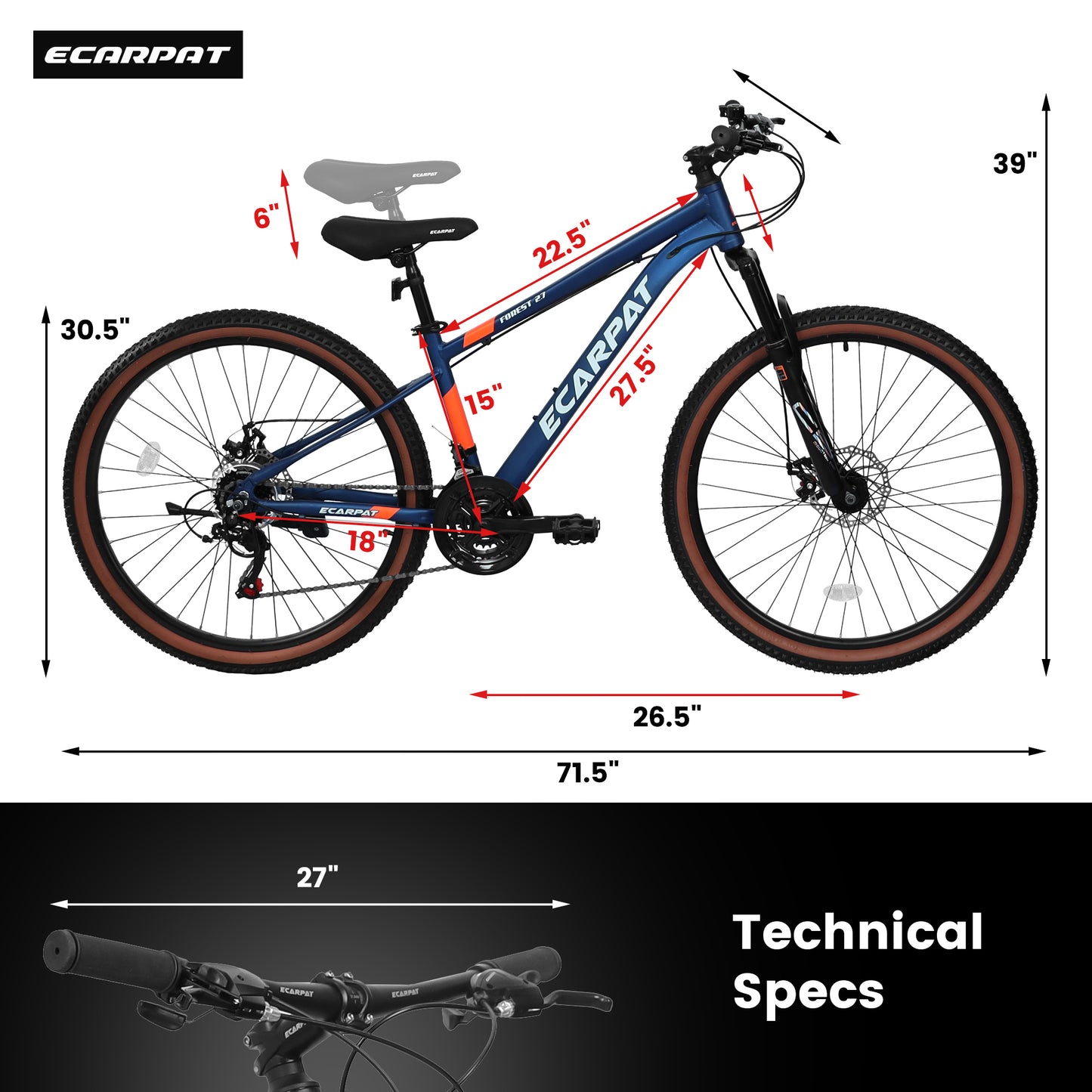 A27302 27 inch wheel mountain bike, 21-speed disc brake trigger transmission, aluminum frame unisex mountain bike