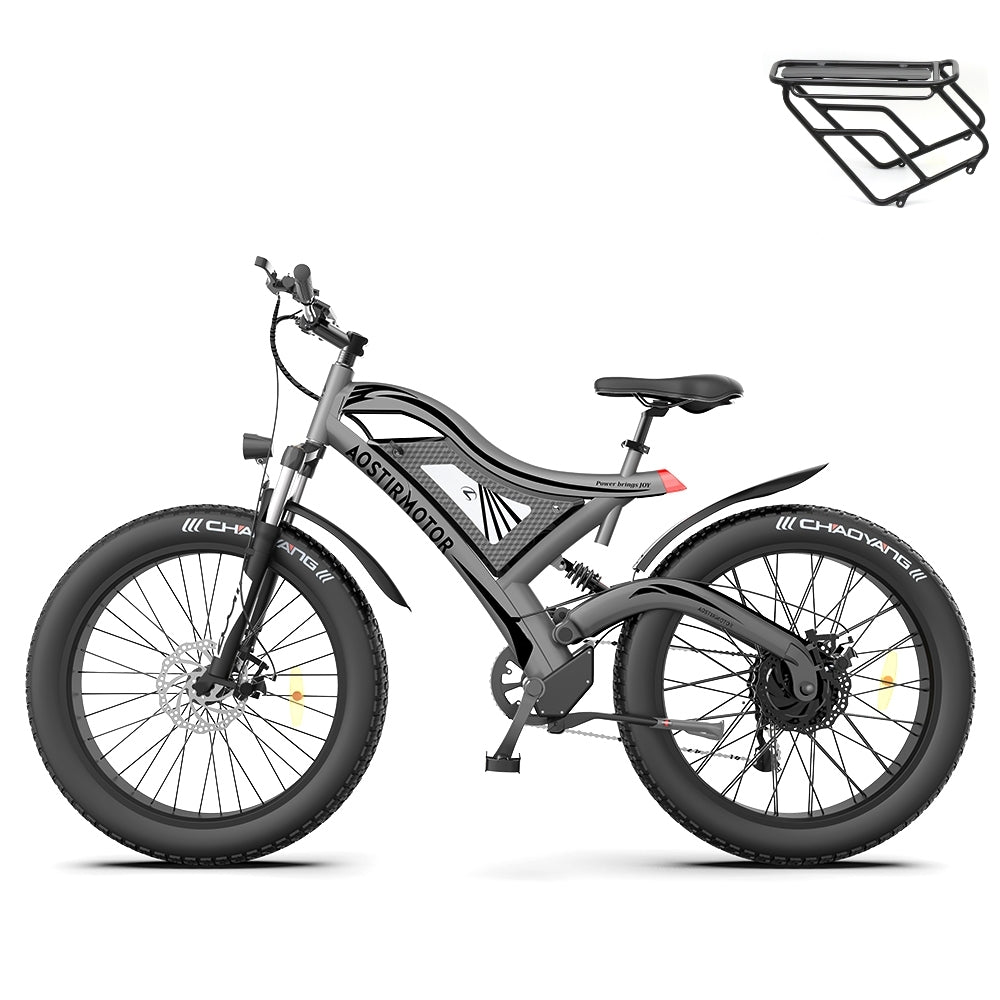 AOSTIRMOTOR S18 26' 750W Electric Bike Fat Tire 48V 15AH Removable Lithium Battery for Adults