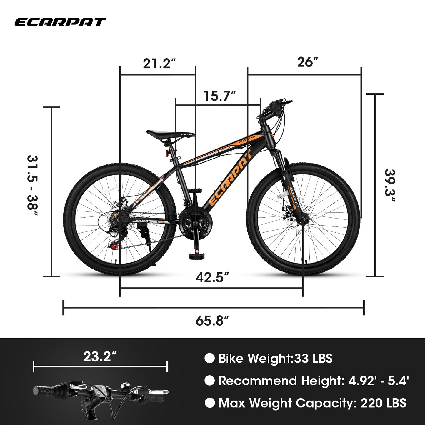 A24299 24 inch Mountain Bike Bicycle for Adults Aluminium Frame Bike Shimano 21-Speed with Disc Brake