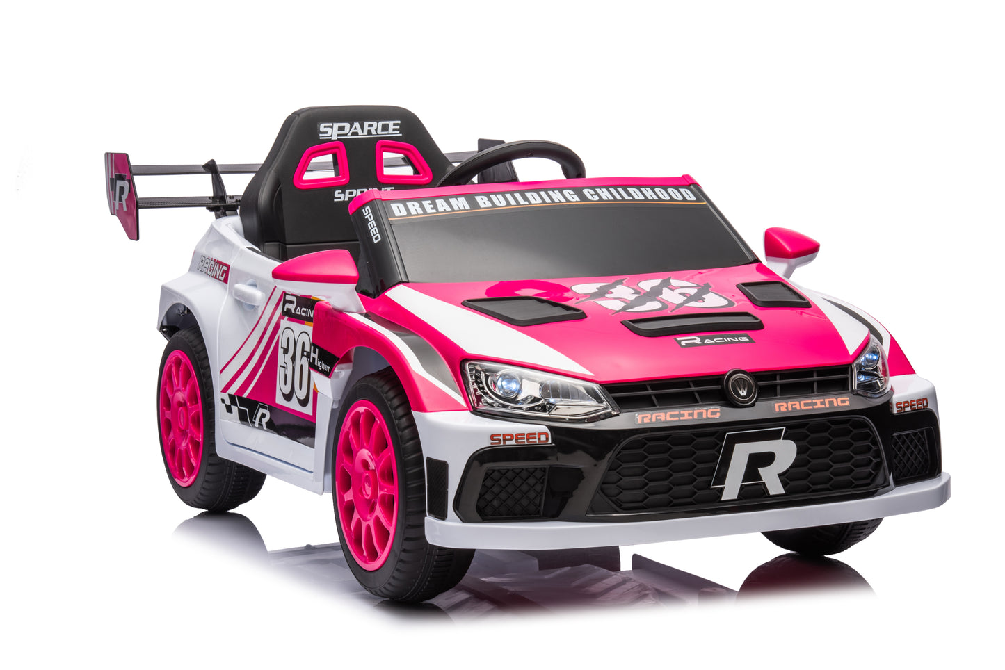 12V4A 20W*2 one button start, forward and backward, high and low speed, music, front light, power display, two doors can open, 2.4G R/C, seat belt four wheel absorber KIDS RIDE ON CAR