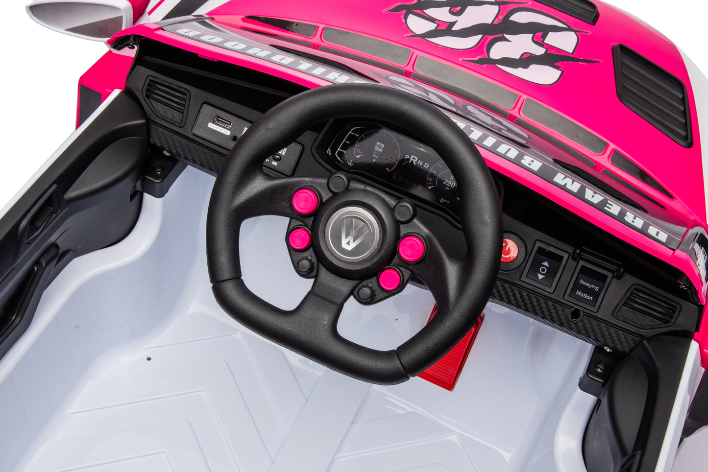 12V4A 20W*2 one button start, forward and backward, high and low speed, music, front light, power display, two doors can open, 2.4G R/C, seat belt four wheel absorber KIDS RIDE ON CAR